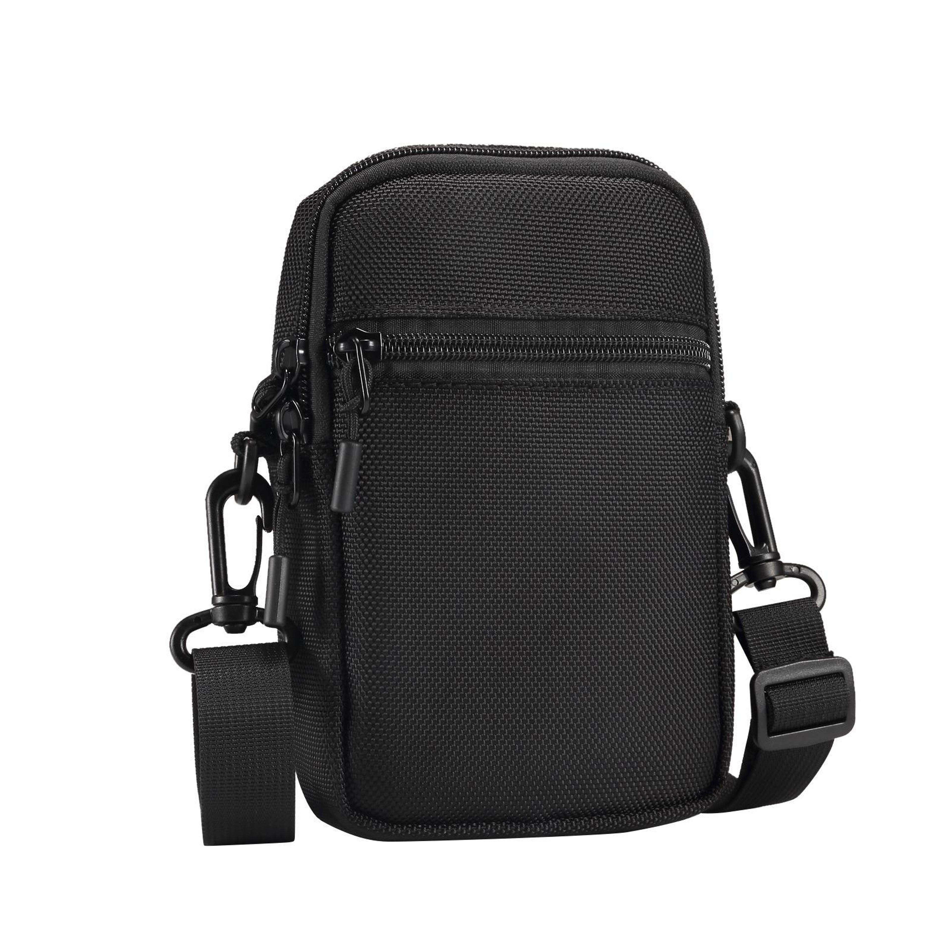 men's nylon crossbody phone bag with water resistant design and adjustable strap