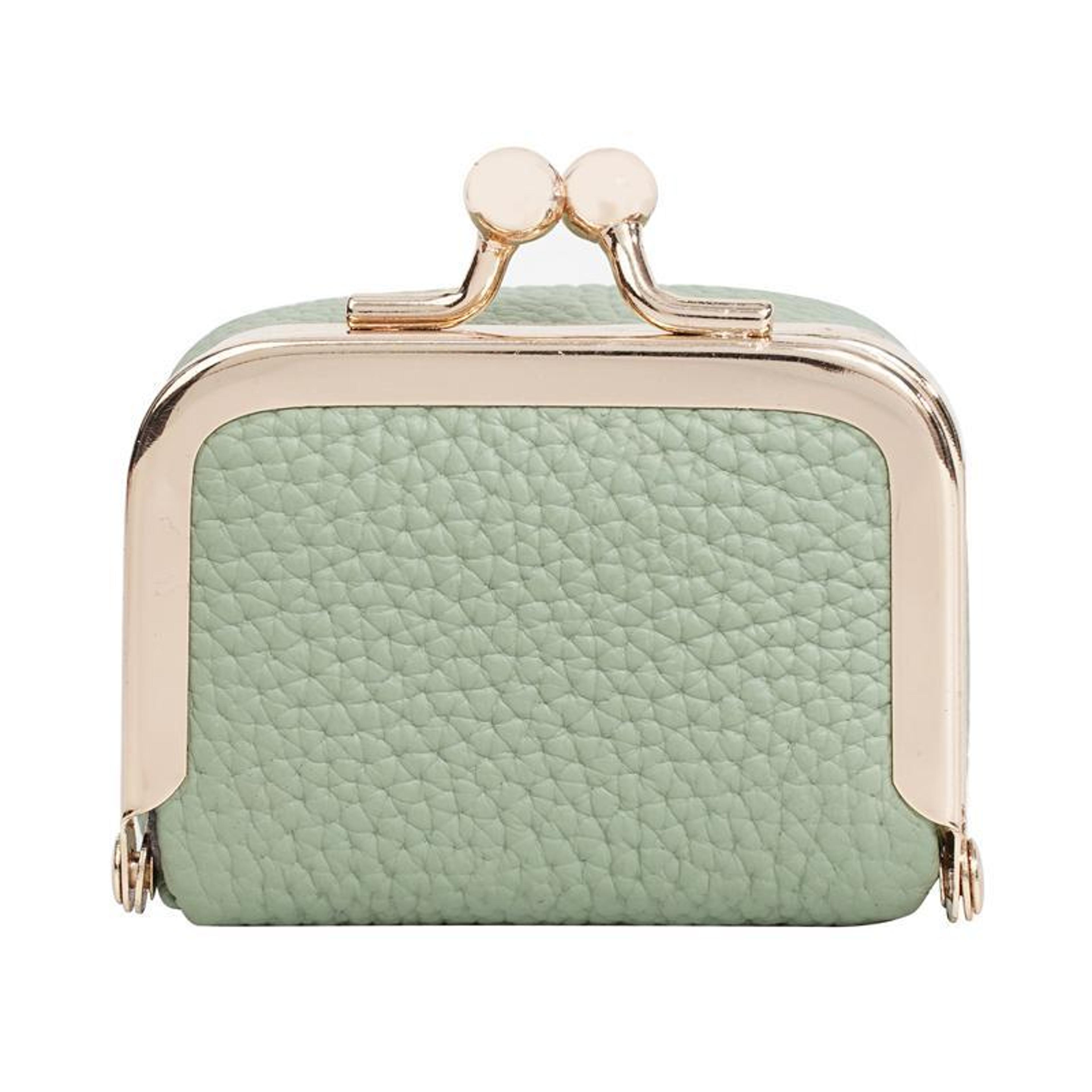 women's mini pu leather jewelry pouch and coin purse in green