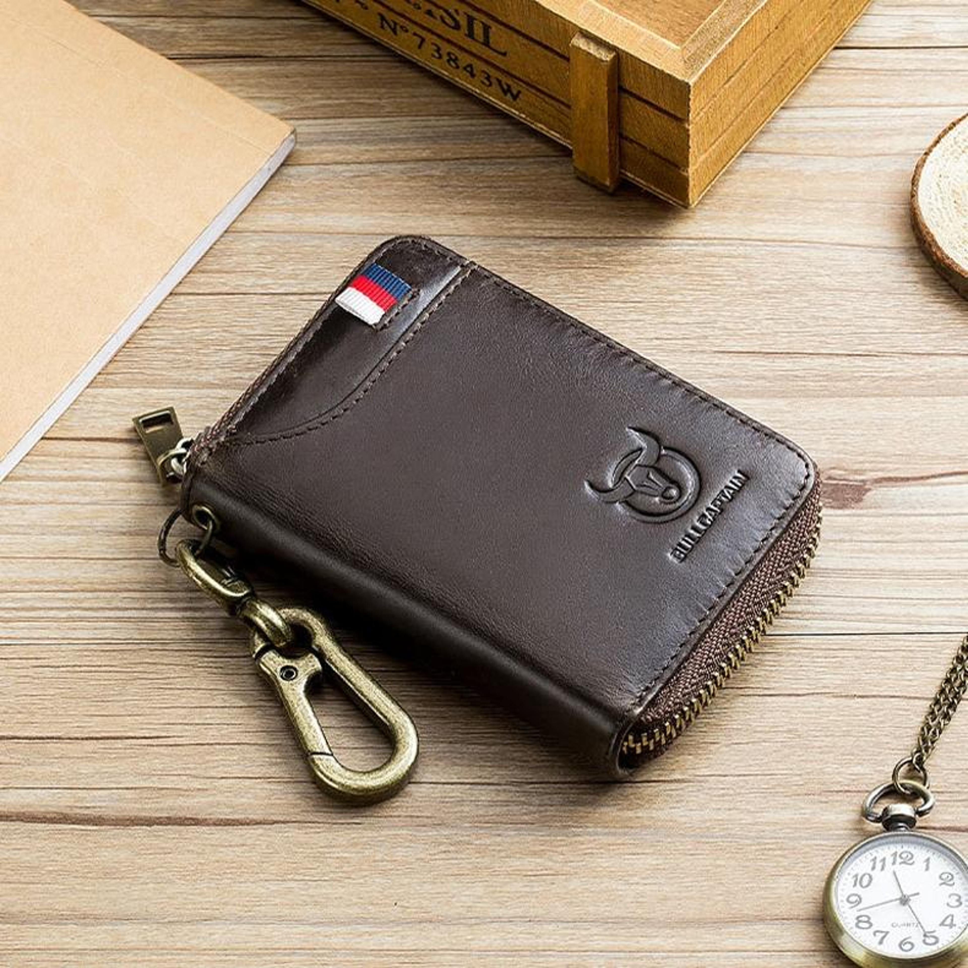 rfid blocking leather coin purse and key bag