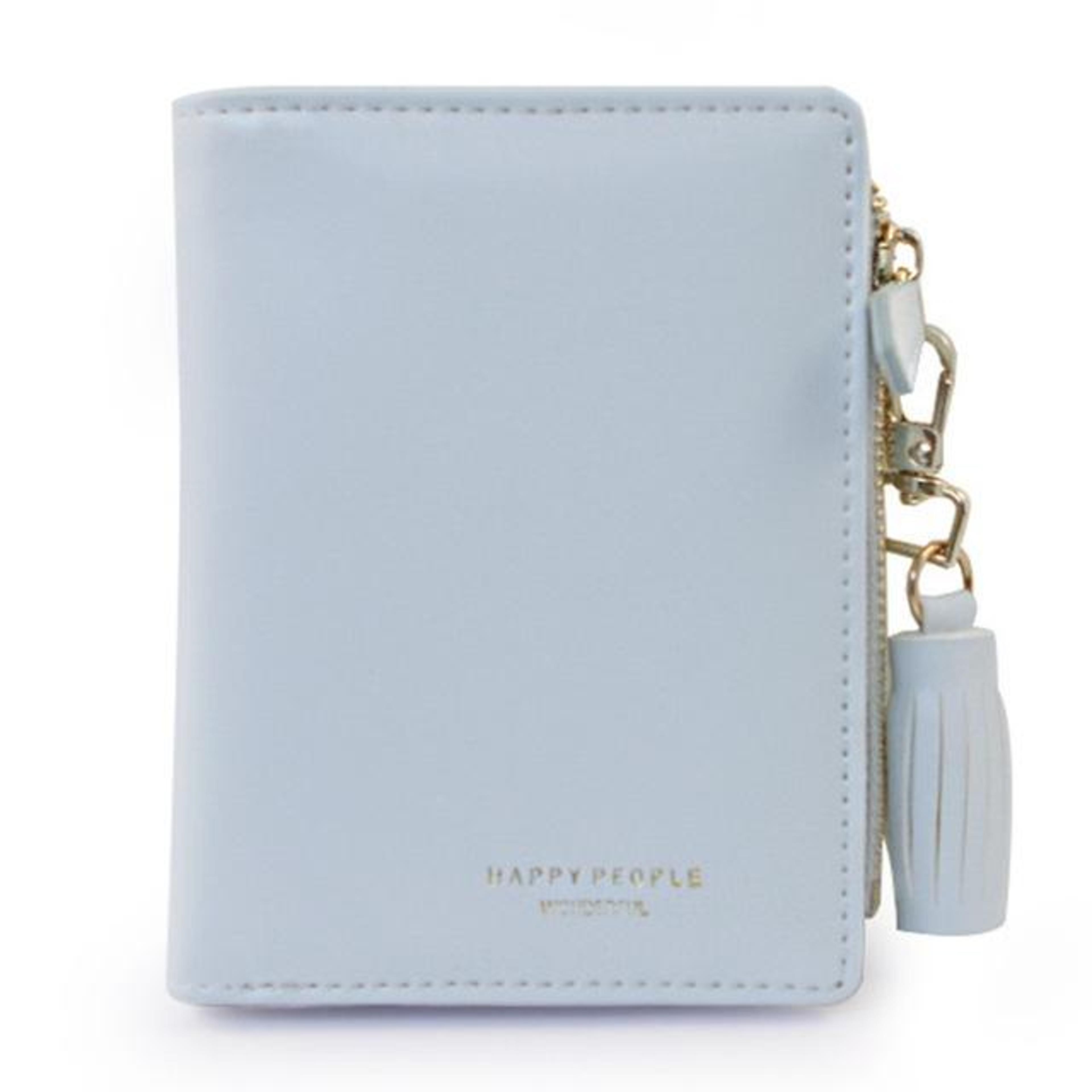 womens bifold pu leather wallet with zipper closure and card holder