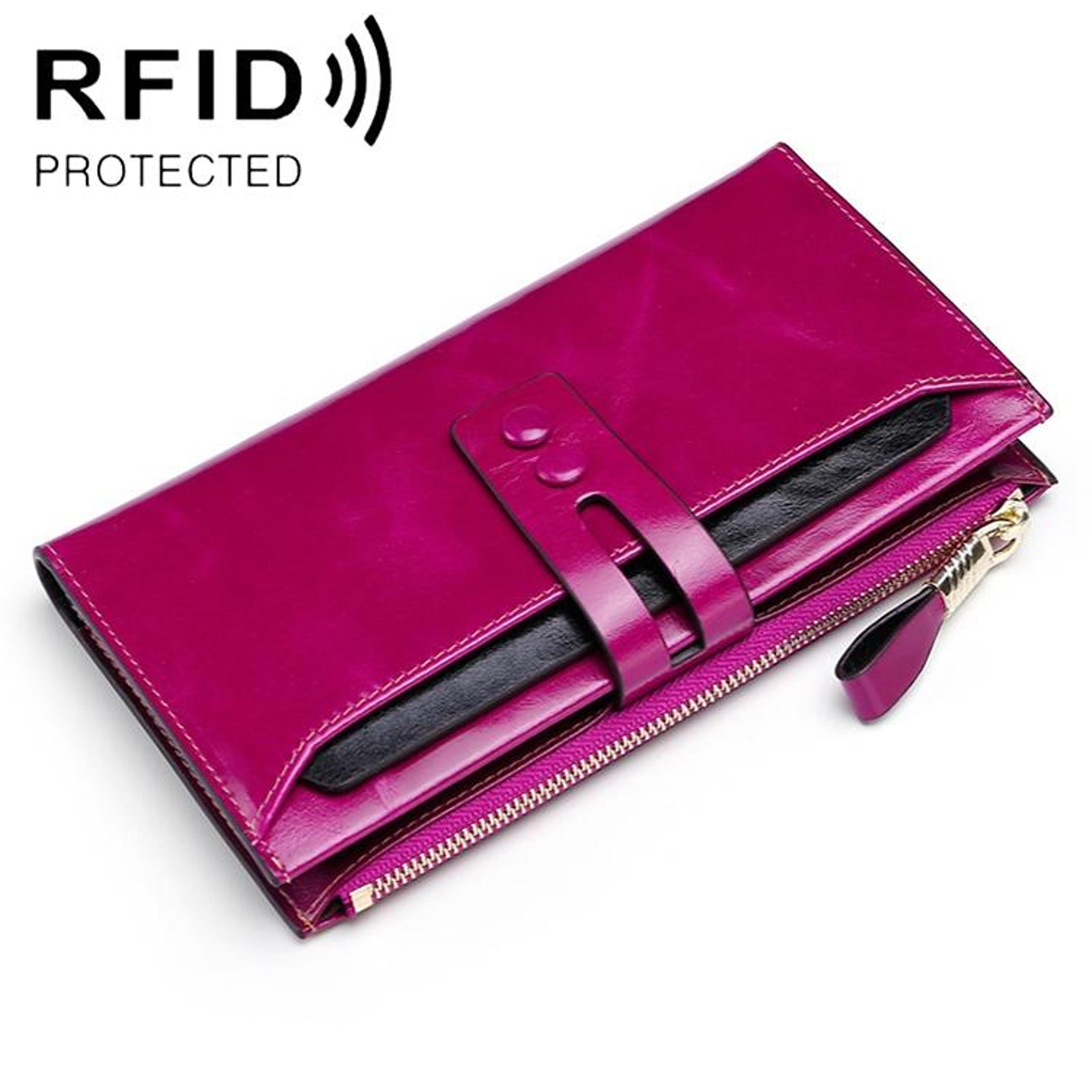 leather womens wallet with detachable card holder rose purple