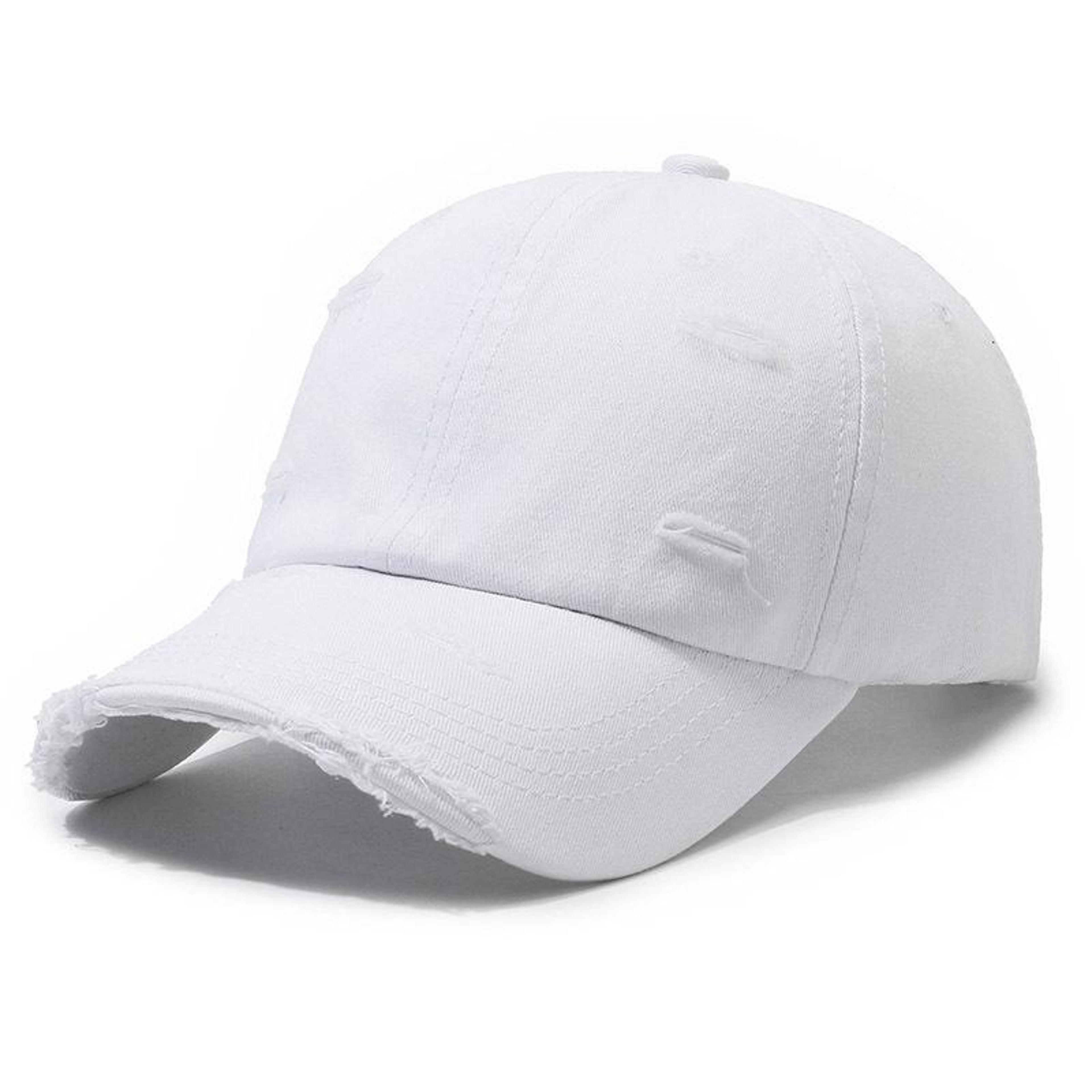 ripped baseball cap for men and women adjustable white distressed sun hat