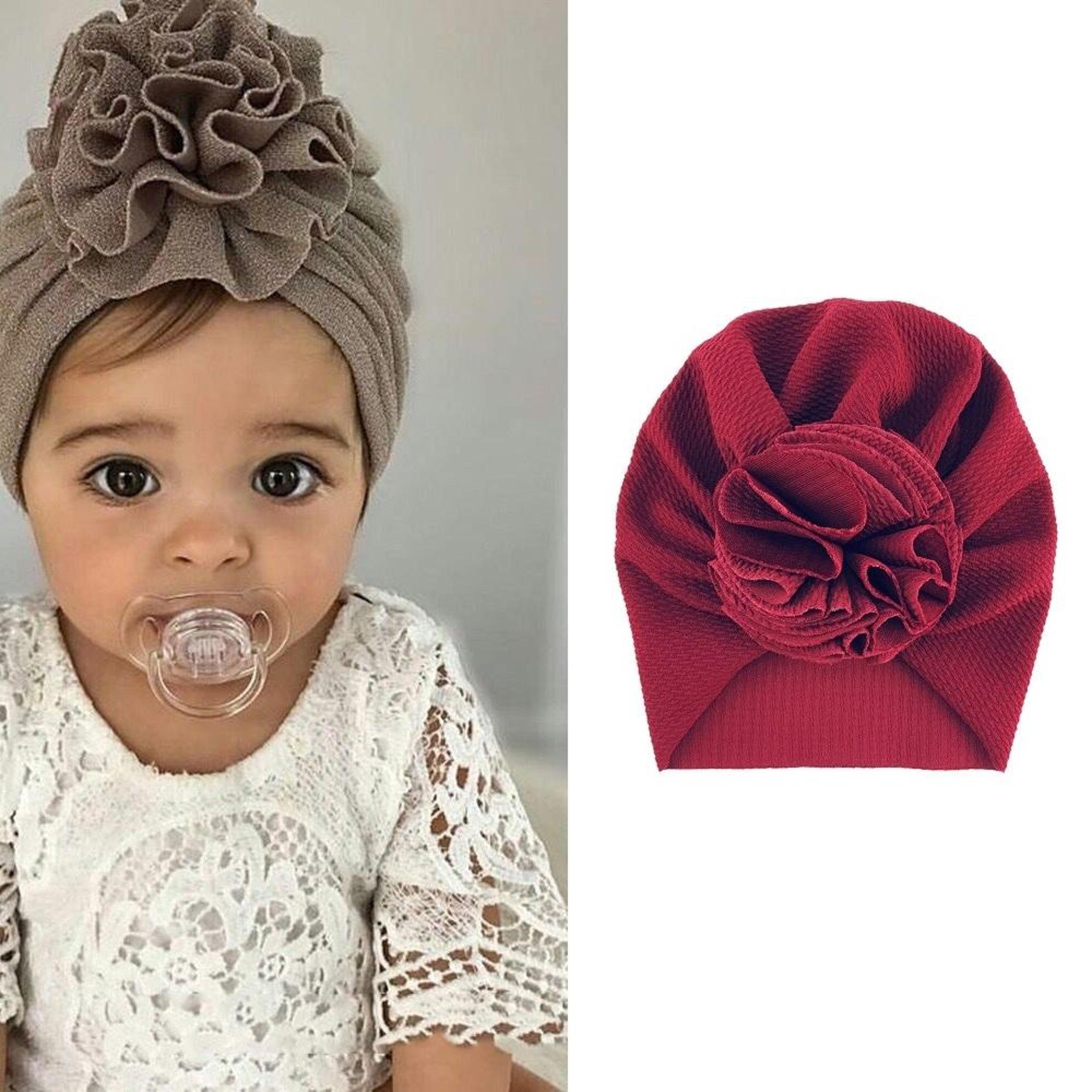 baby sunflower turban hat for kids with large flower accent