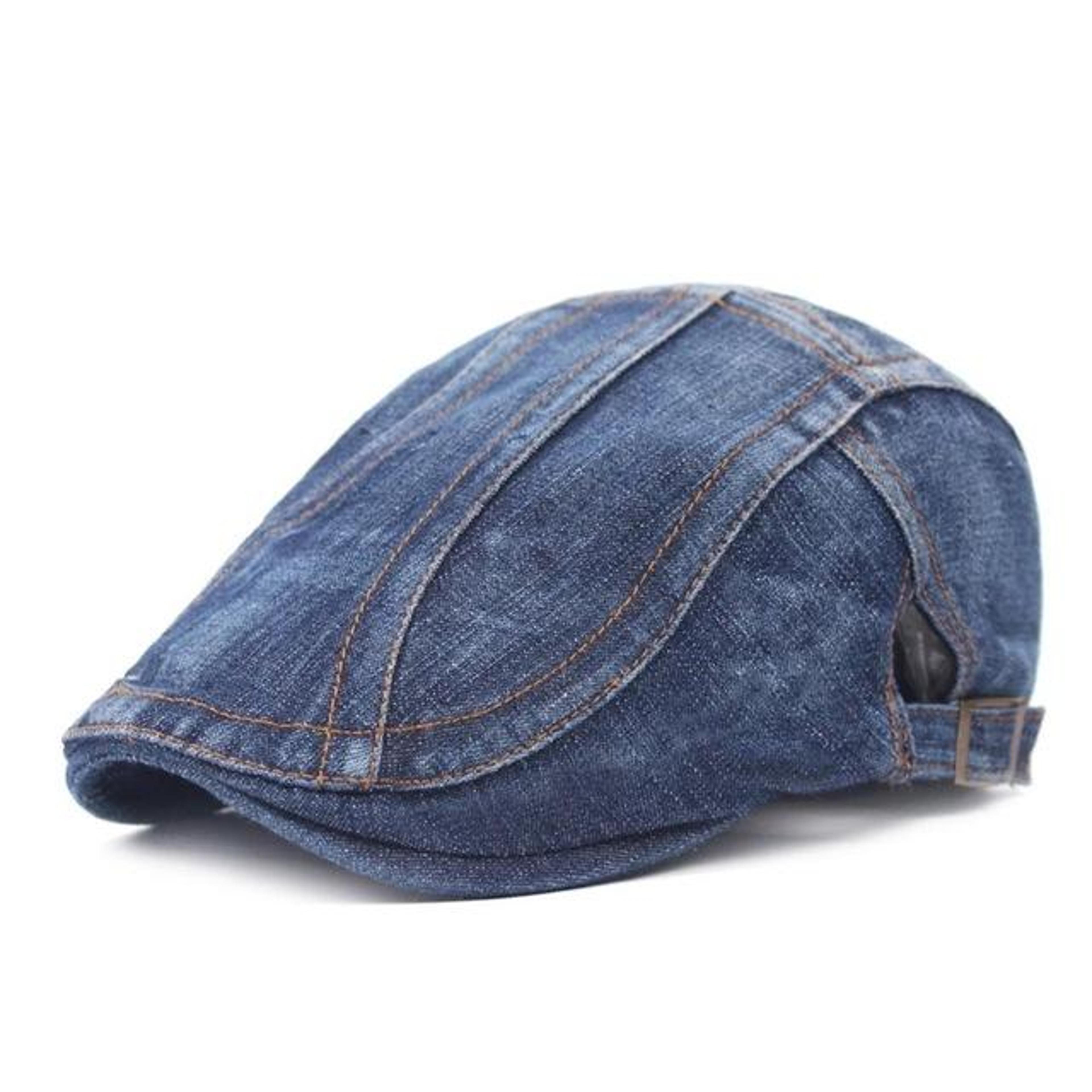 mens and womens washed denim beret hat with cotton fabric