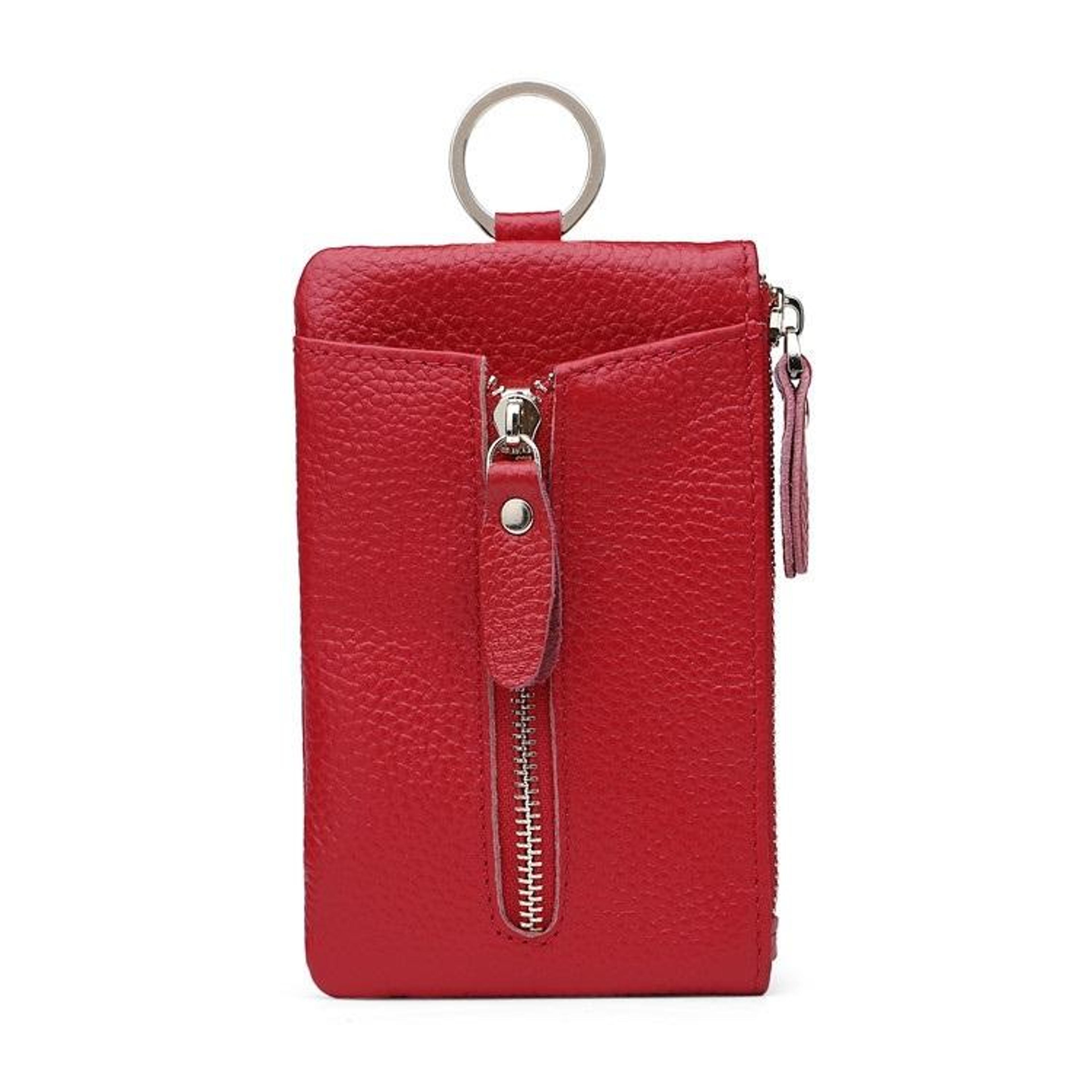 mens leather coin purse and key holder with zipper
