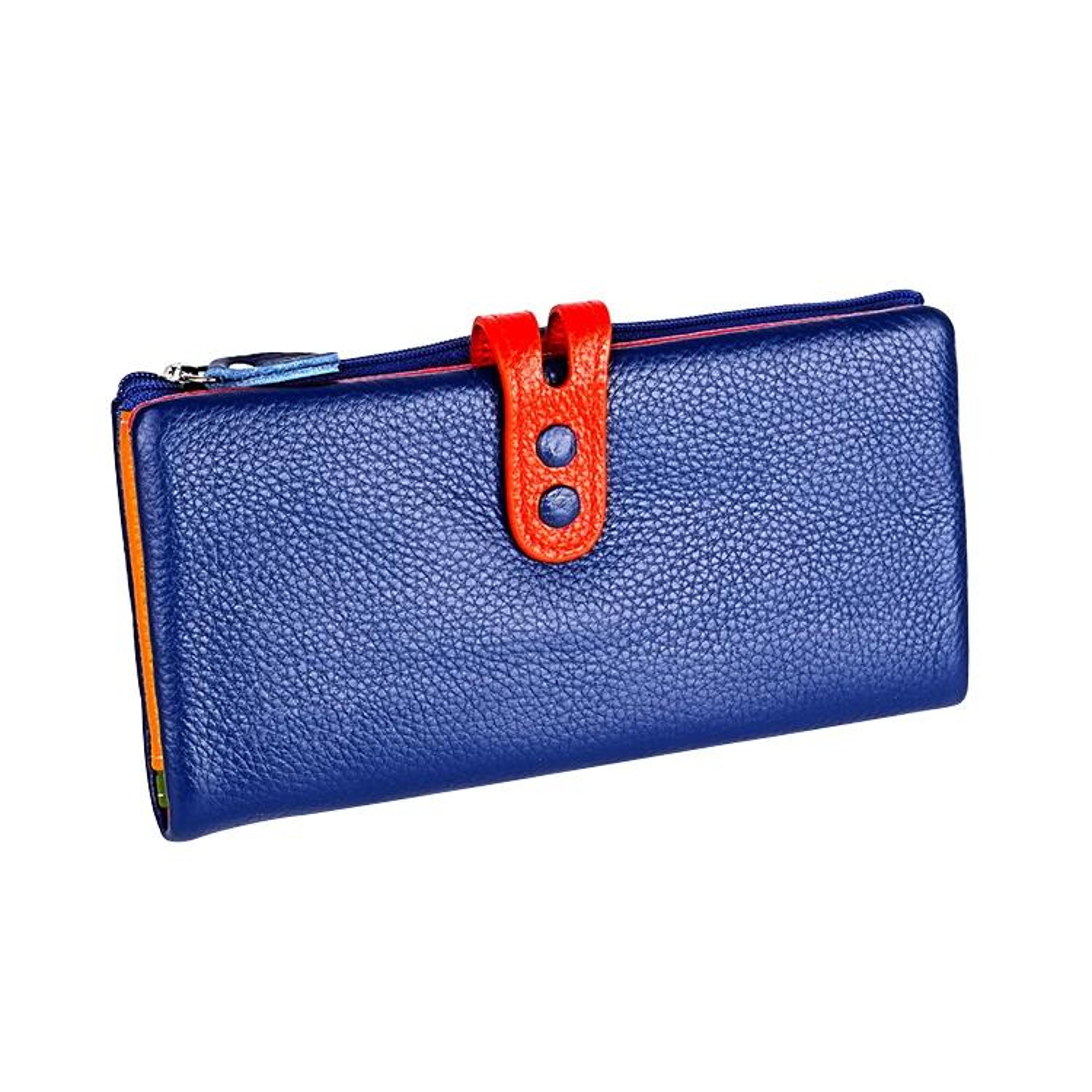 litchi texture leather wallet for women with zipper closure