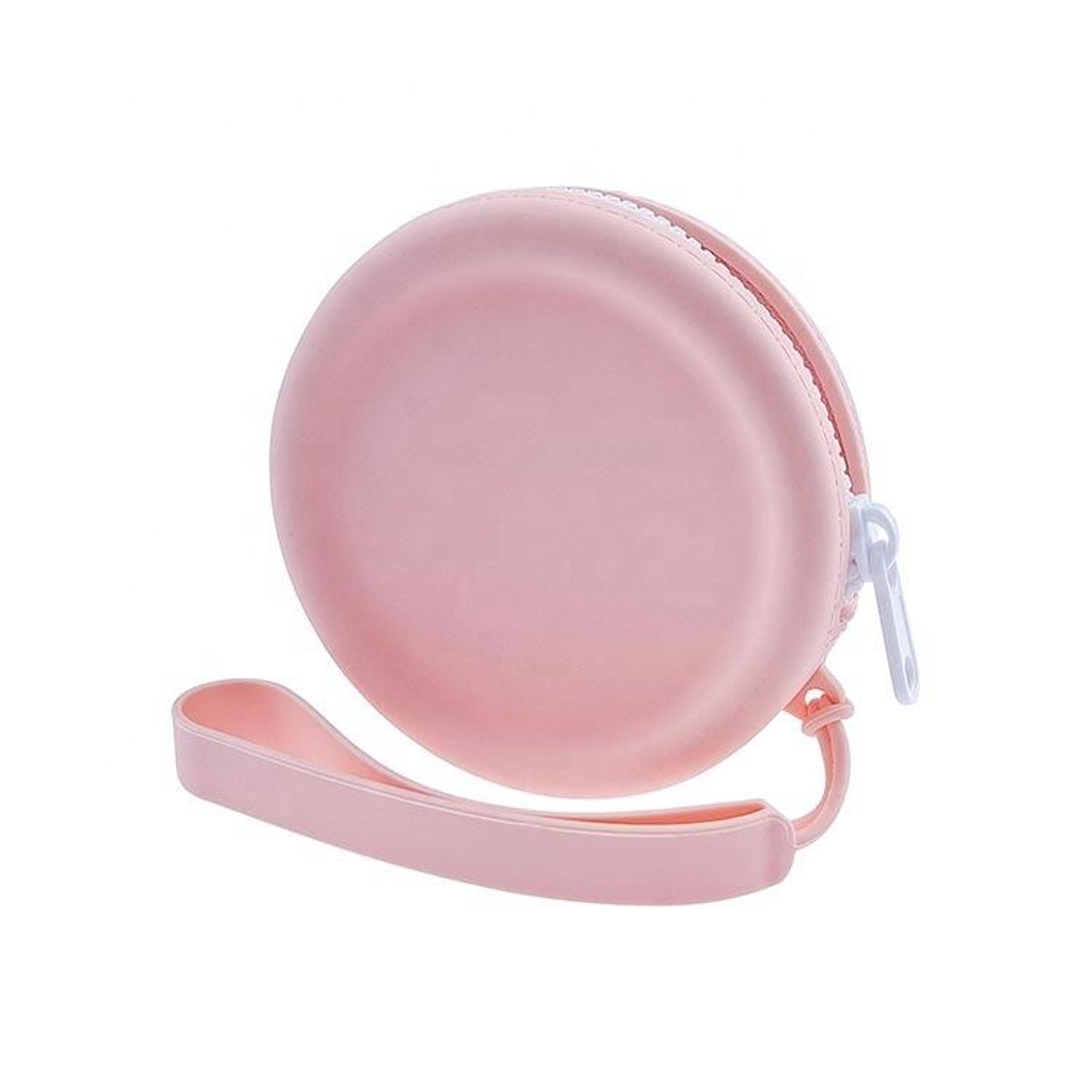 circular silicone coin purse with zipper for earphones and small essentials