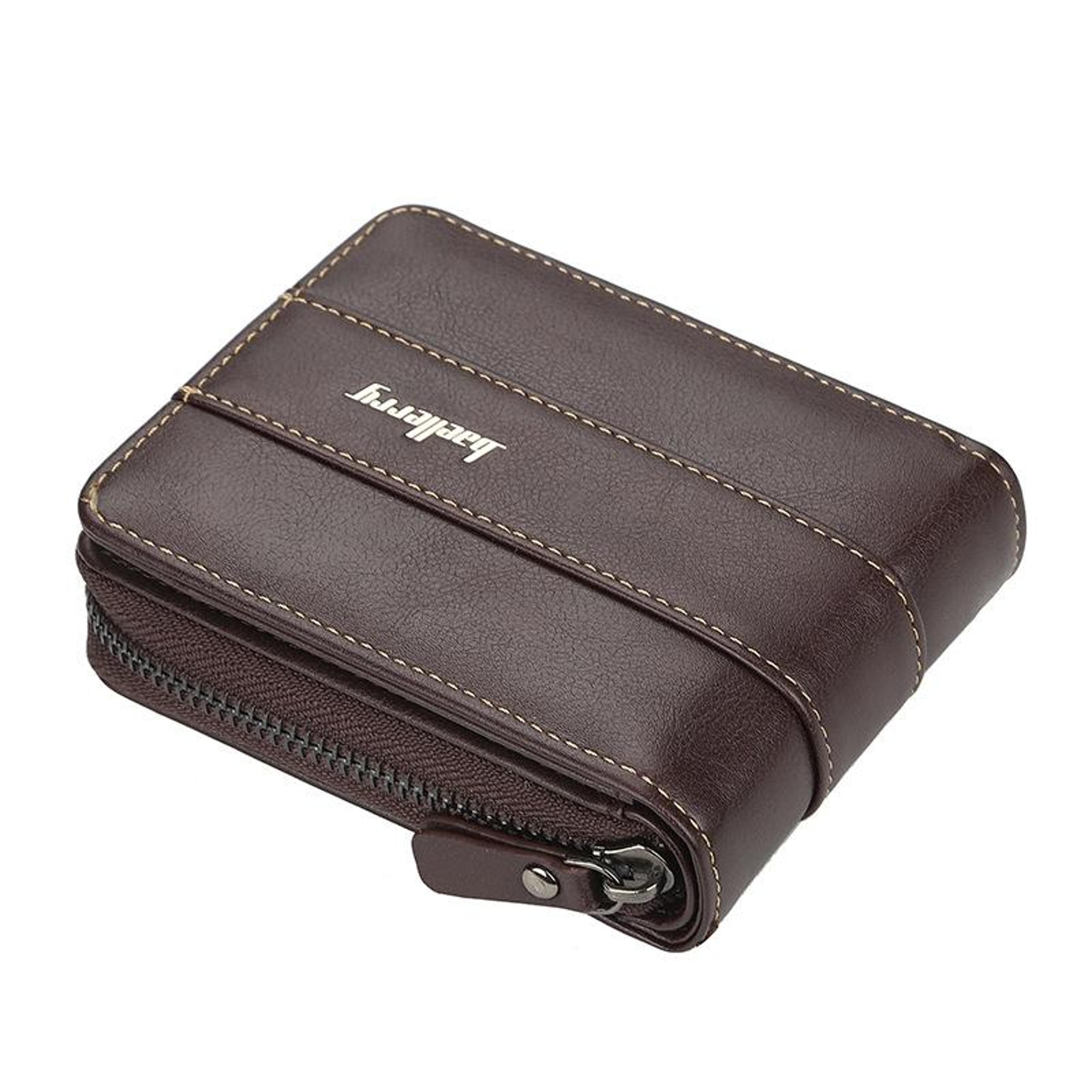 mens trifold wallet with zipper coin pocket and multiple card slots
