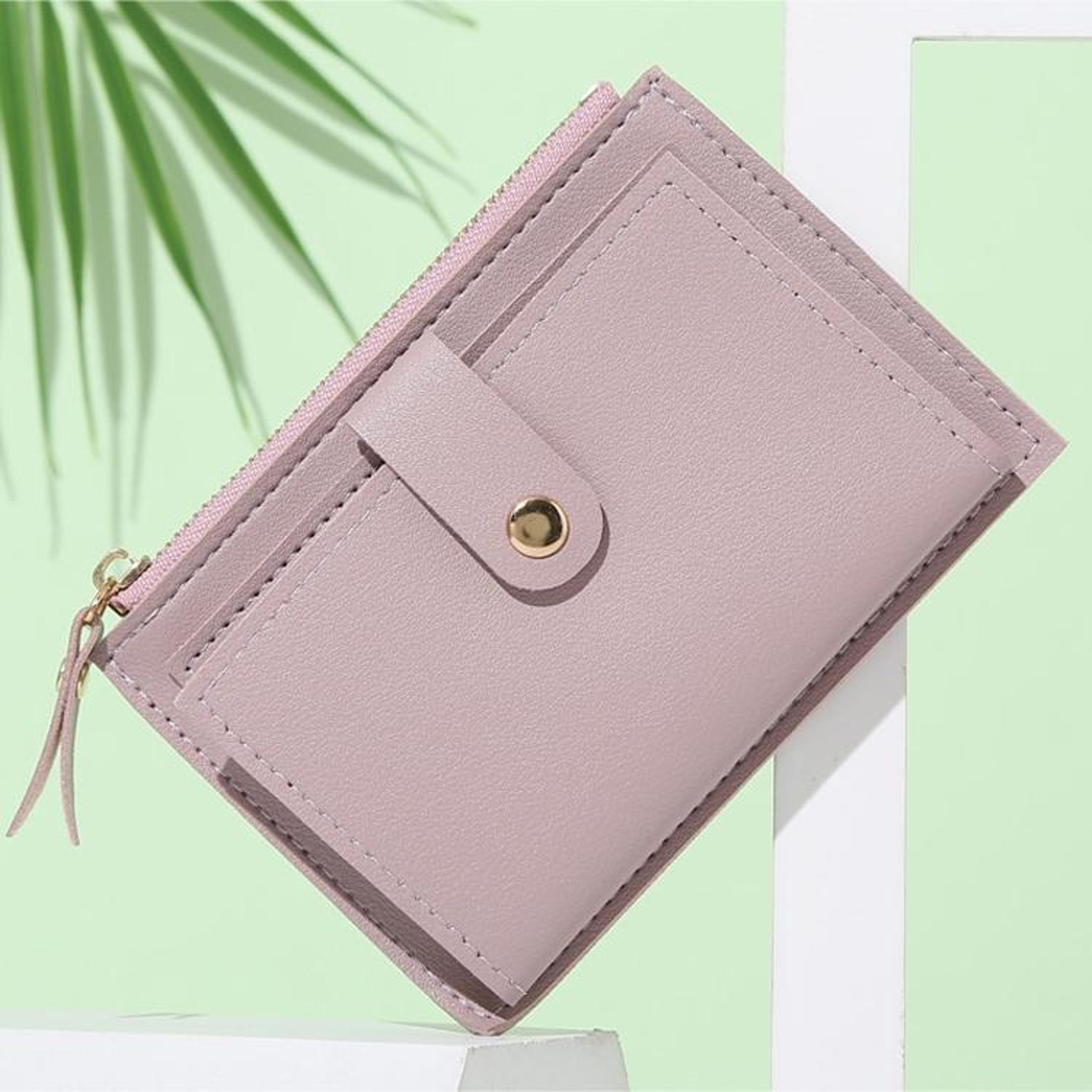women short type wallet thin cute simple student coin purselight purple