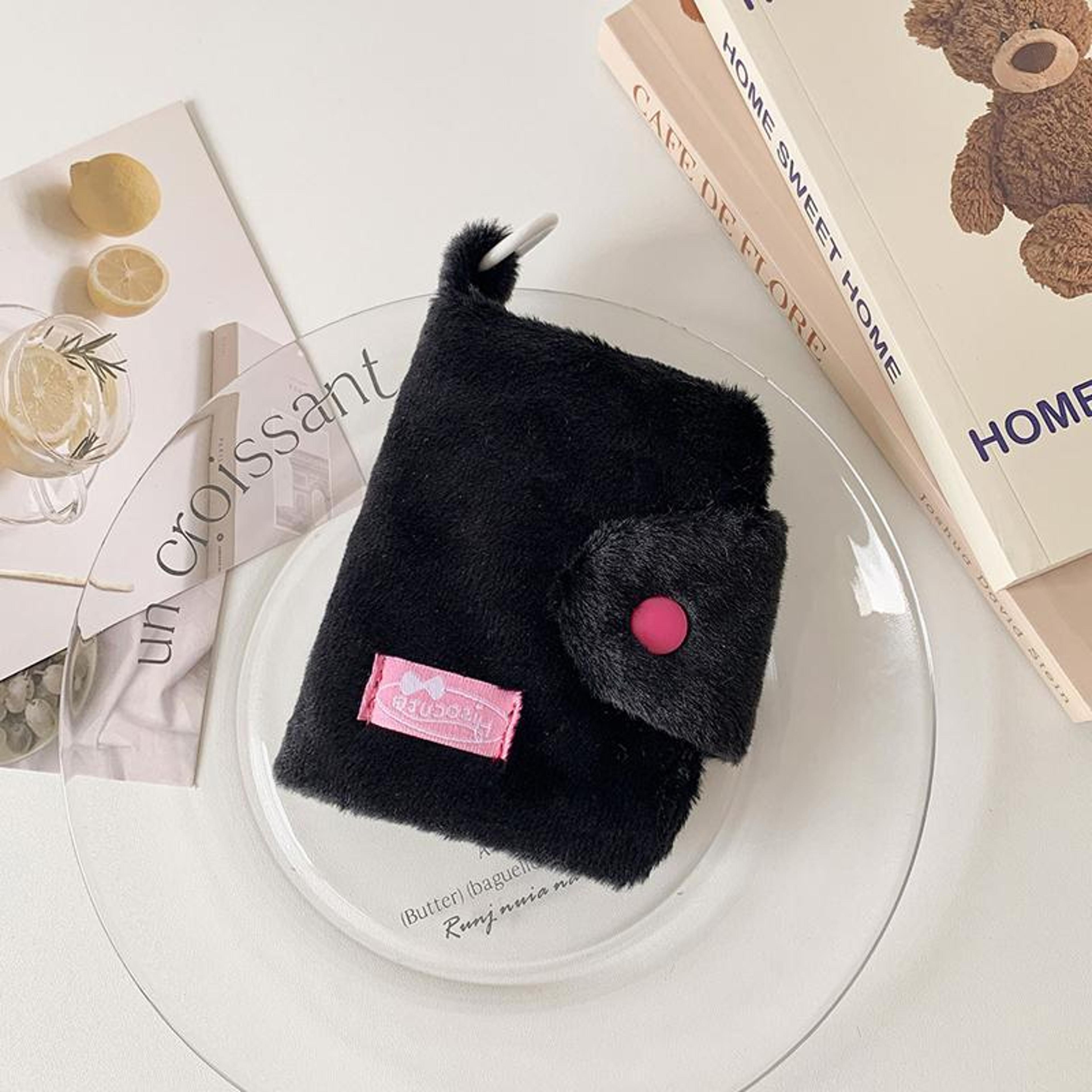 soft plush coin purse keychain with hanging ring for cards and earphones