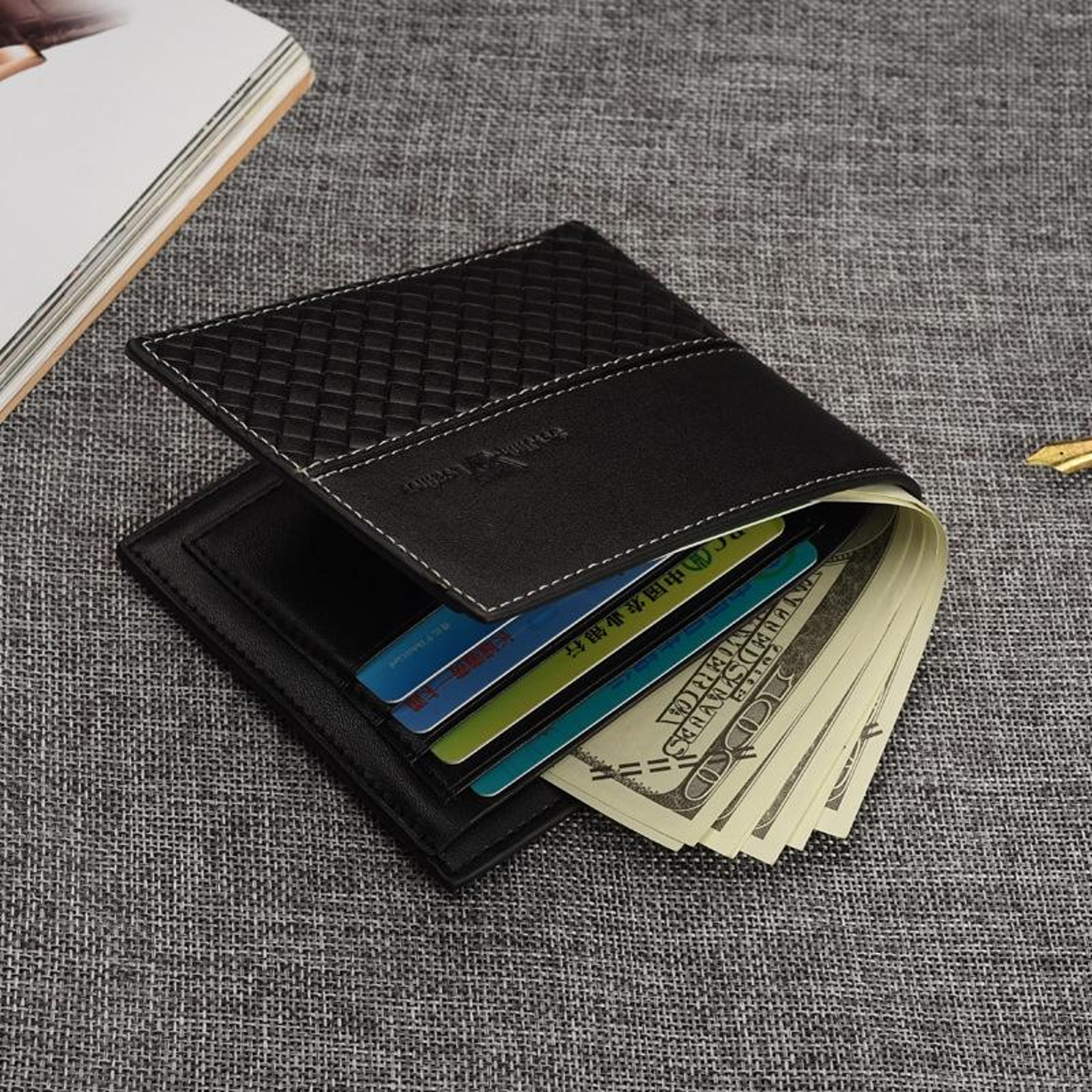 Mens Business Bifold Wallet With Card Slots And Photo Holder 1