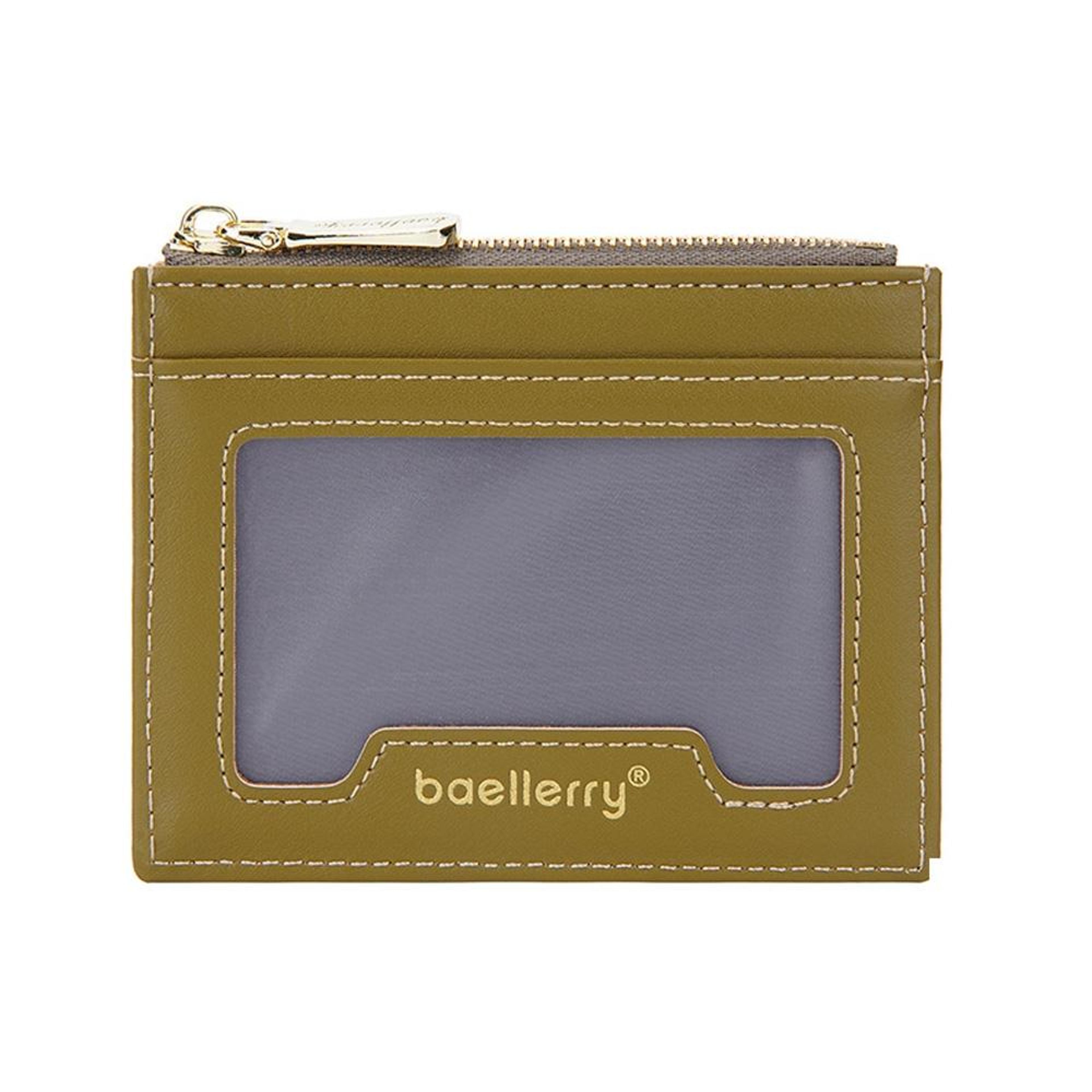 slim pu leather card holder wallet with zippered coin purse