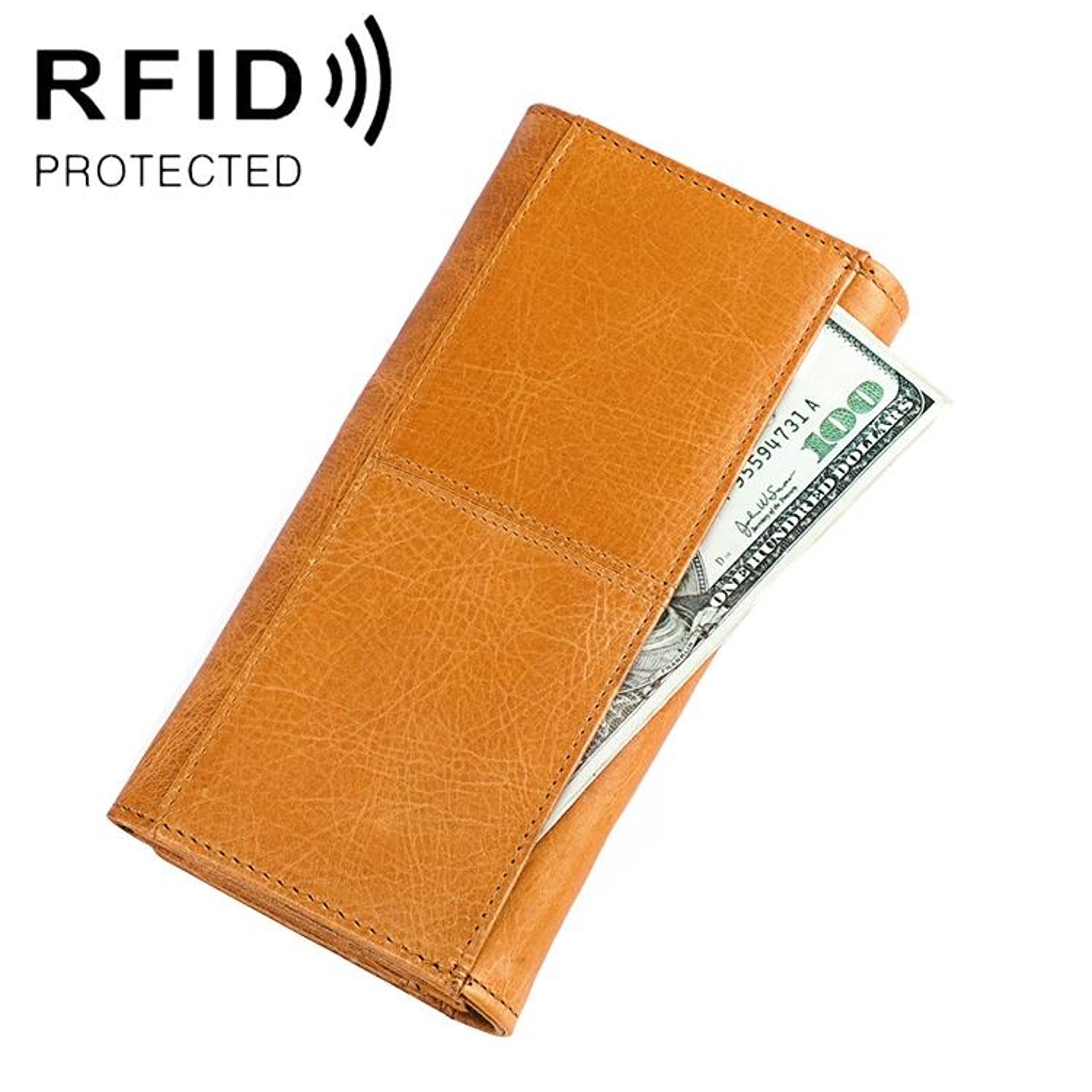 womens rfid leather zipper wallet with card slots and coin compartments