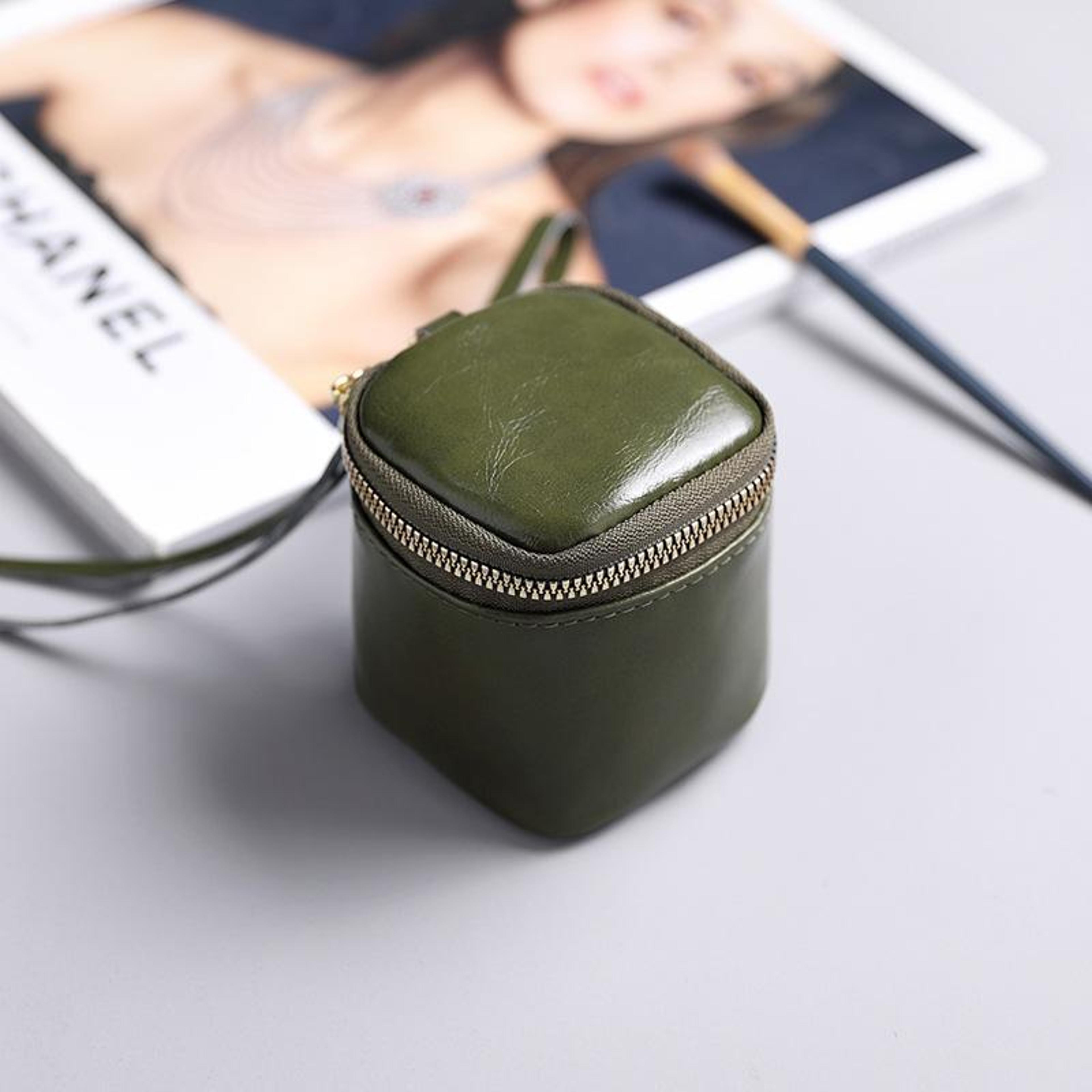 mini pu leather bucket bag with zipper for coins lipstick & small essentials