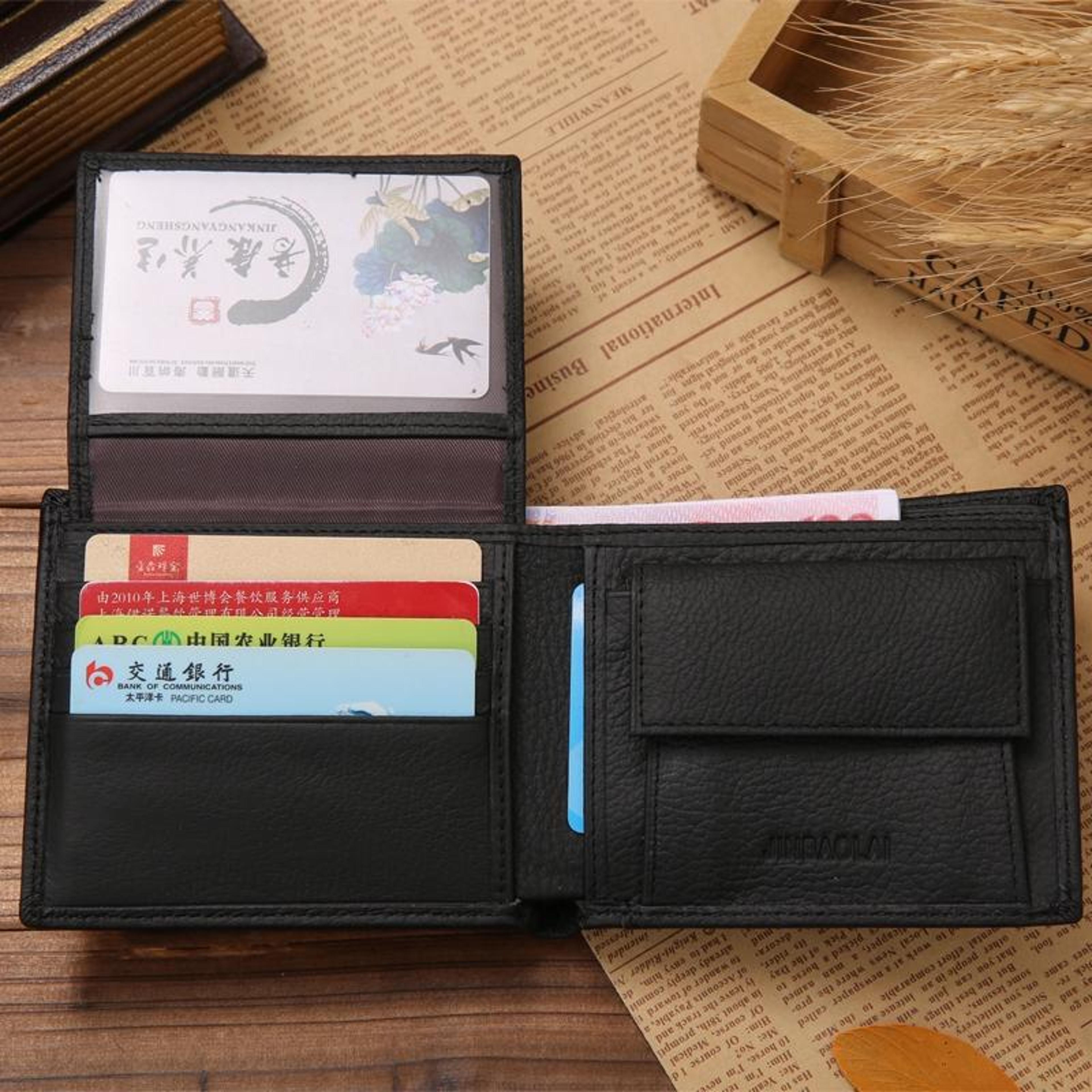 Mens Genuine Leather Bifold Wallet With Coin Pocket And Card Slots 4