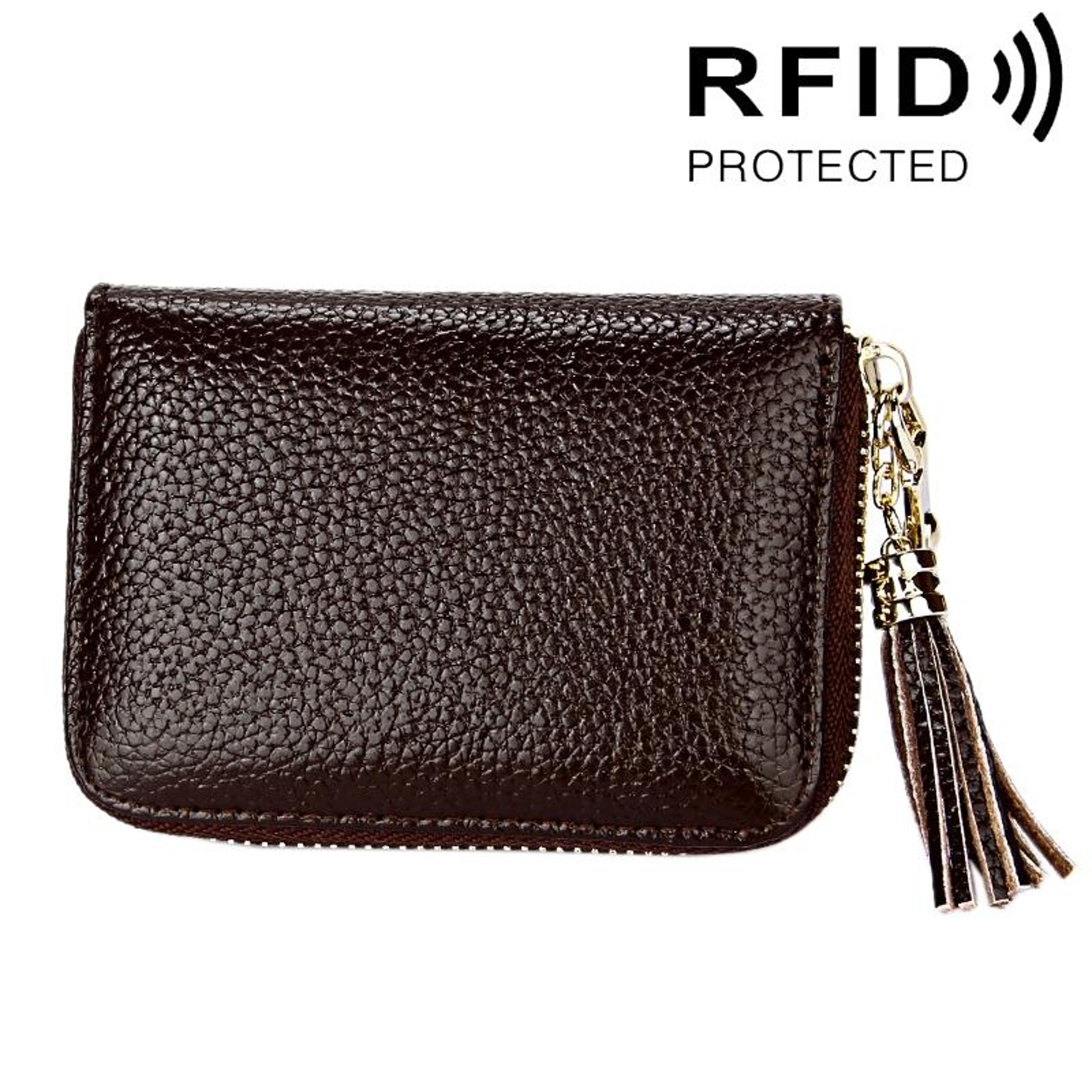 Womens Genuine Cowhide Leather RFID Blocking Wallet With 15 Card Slots 13