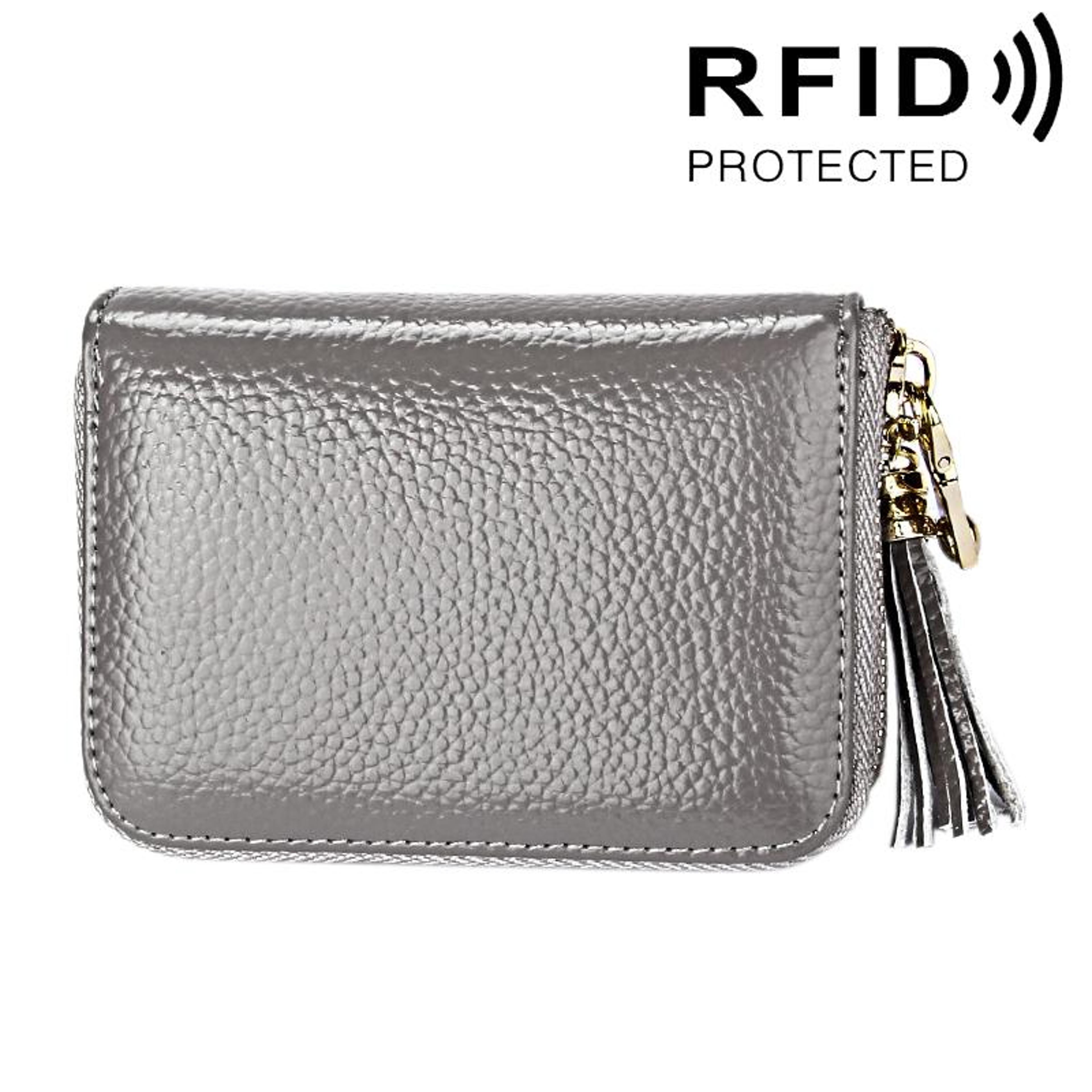 Womens Genuine Cowhide Leather RFID Blocking Wallet With 15 Card Slots 18