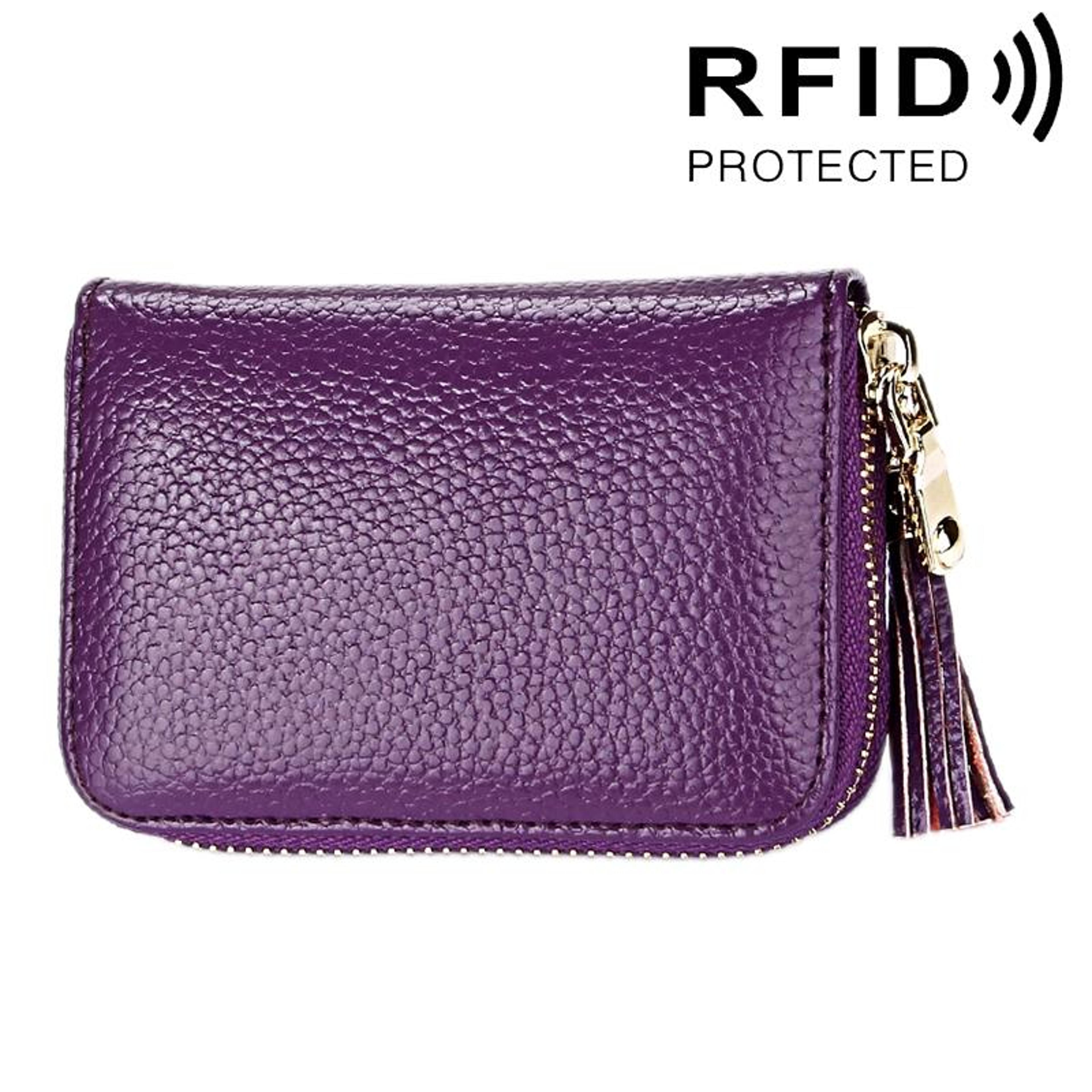 Womens Genuine Cowhide Leather RFID Blocking Wallet With 15 Card Slots 19