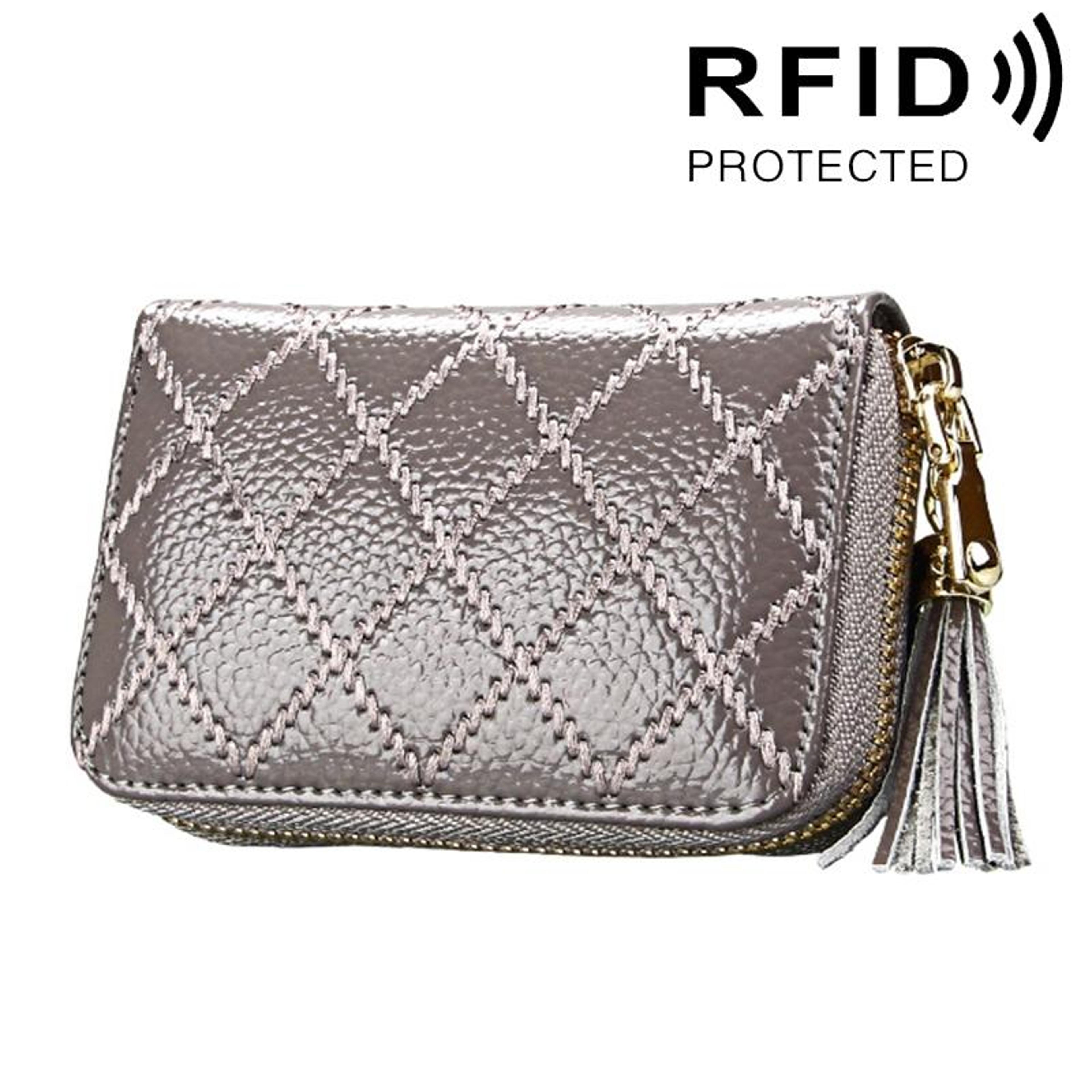 womens genuine cowhide leather rfid blocking card holder wallet with 15 card slots
