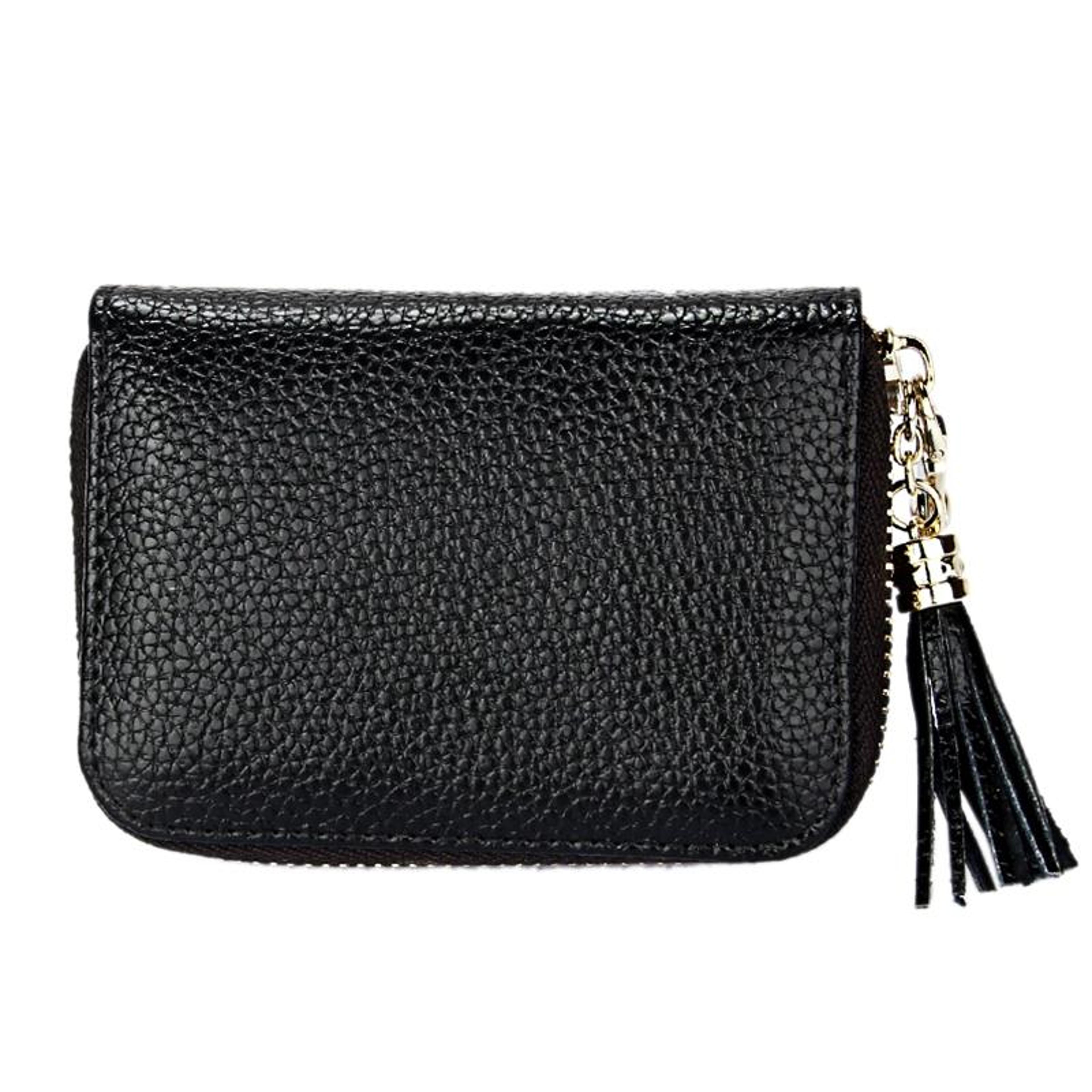 womens genuine cowhide leather rfid blocking card holder wallet with zipper