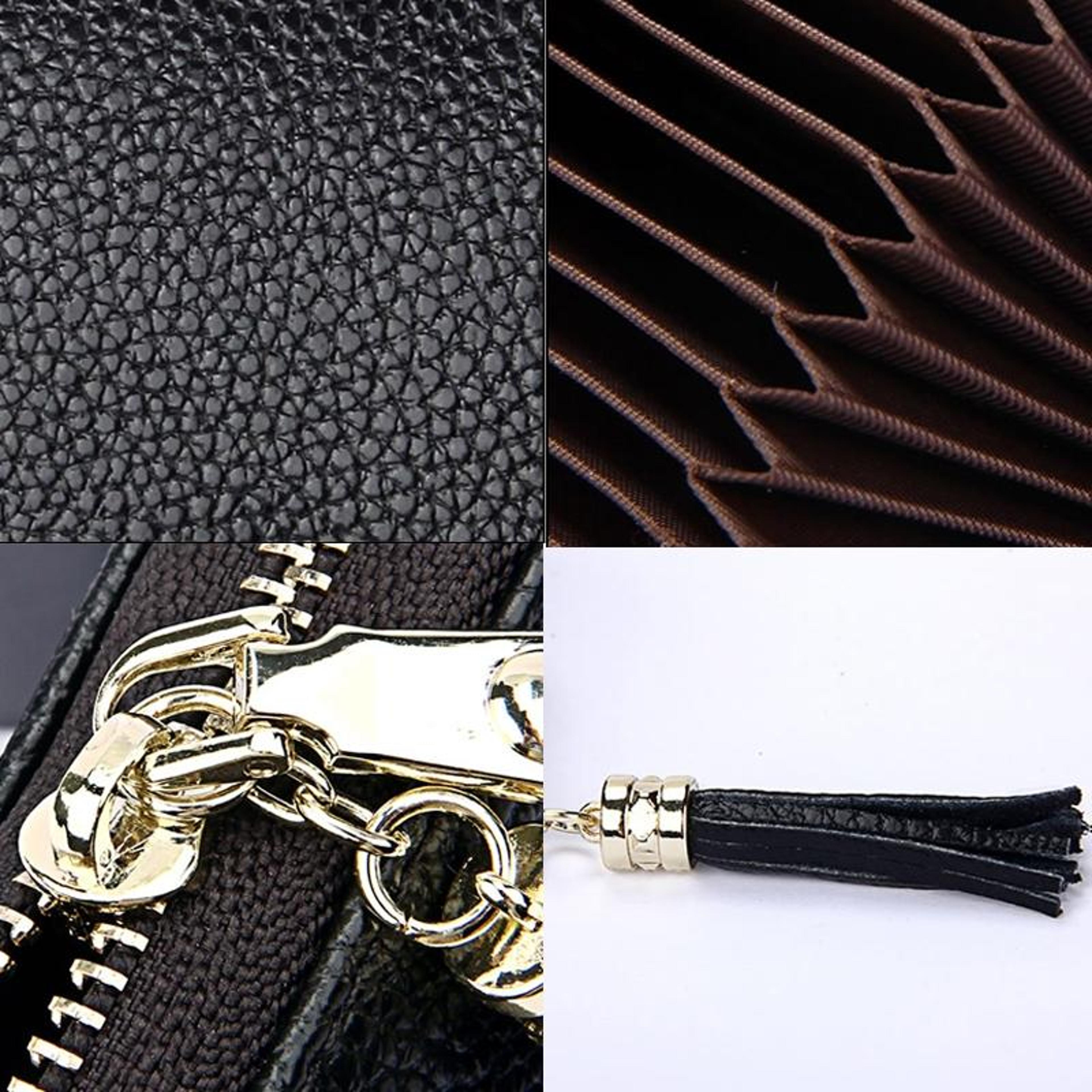 Womens Genuine Cowhide Leather RFID Blocking Card Holder Wallet With Zipper 6