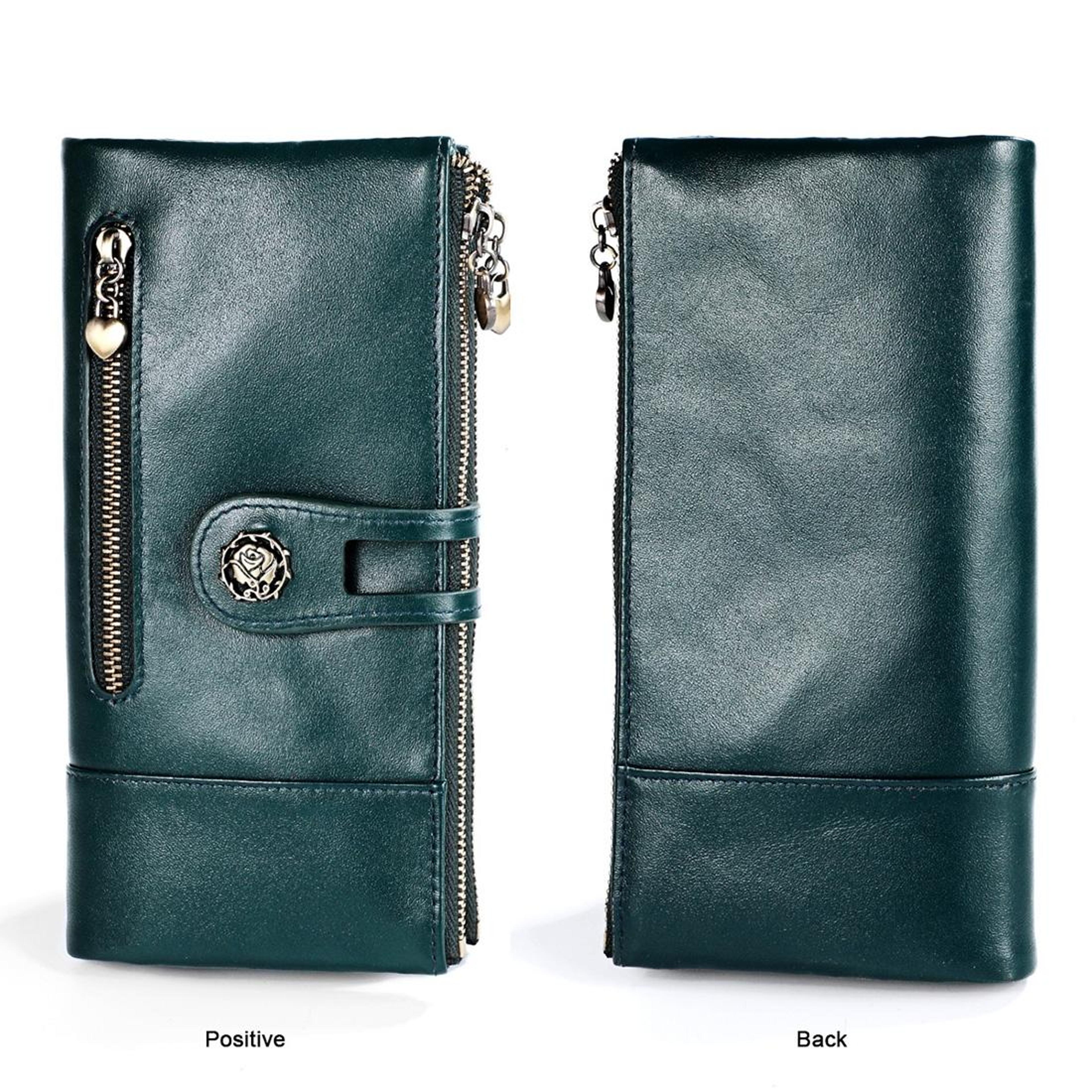 womens rfid retro leather wallet with large capacity and card holder