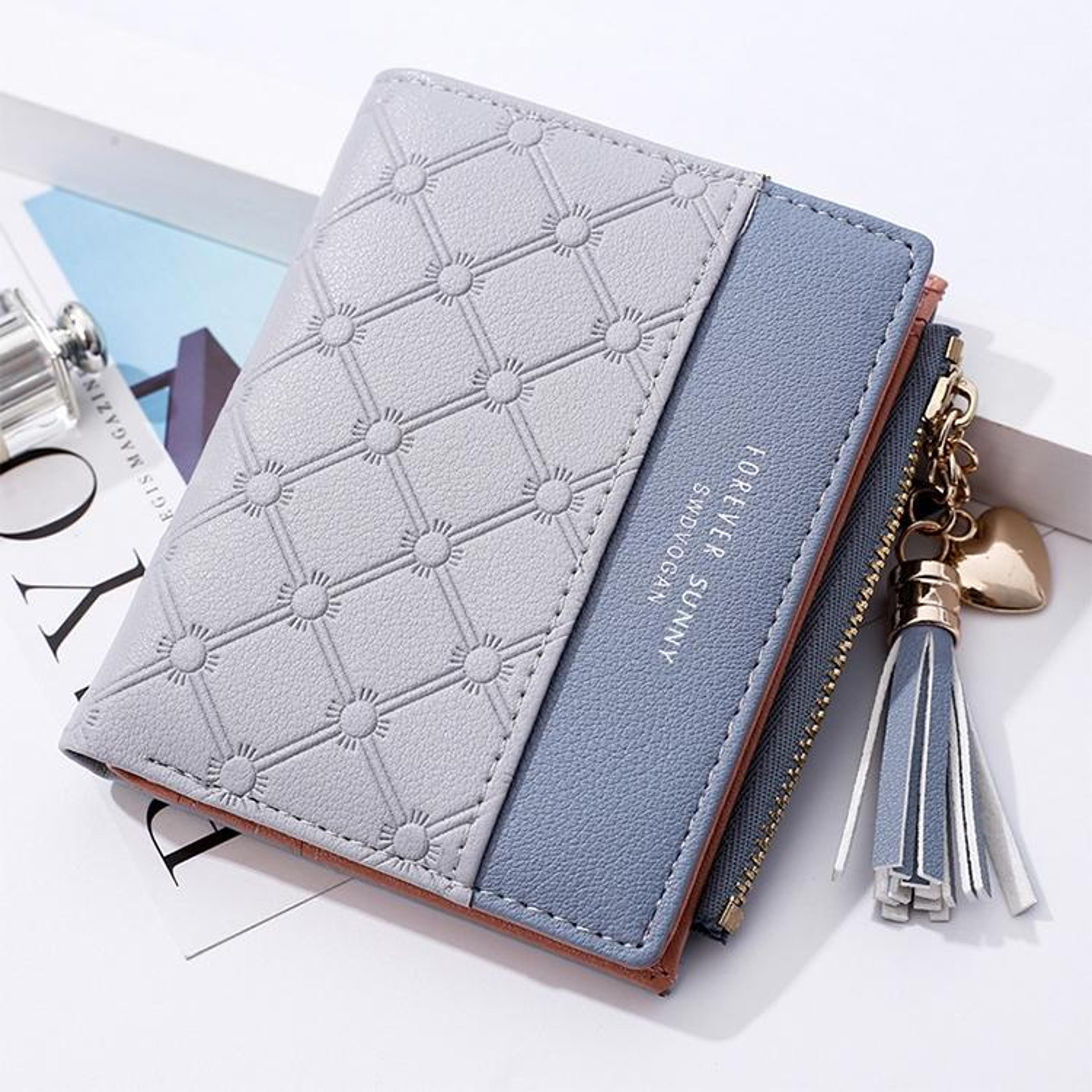 womens soft pu leather zipper wallet with card slots and coin purse