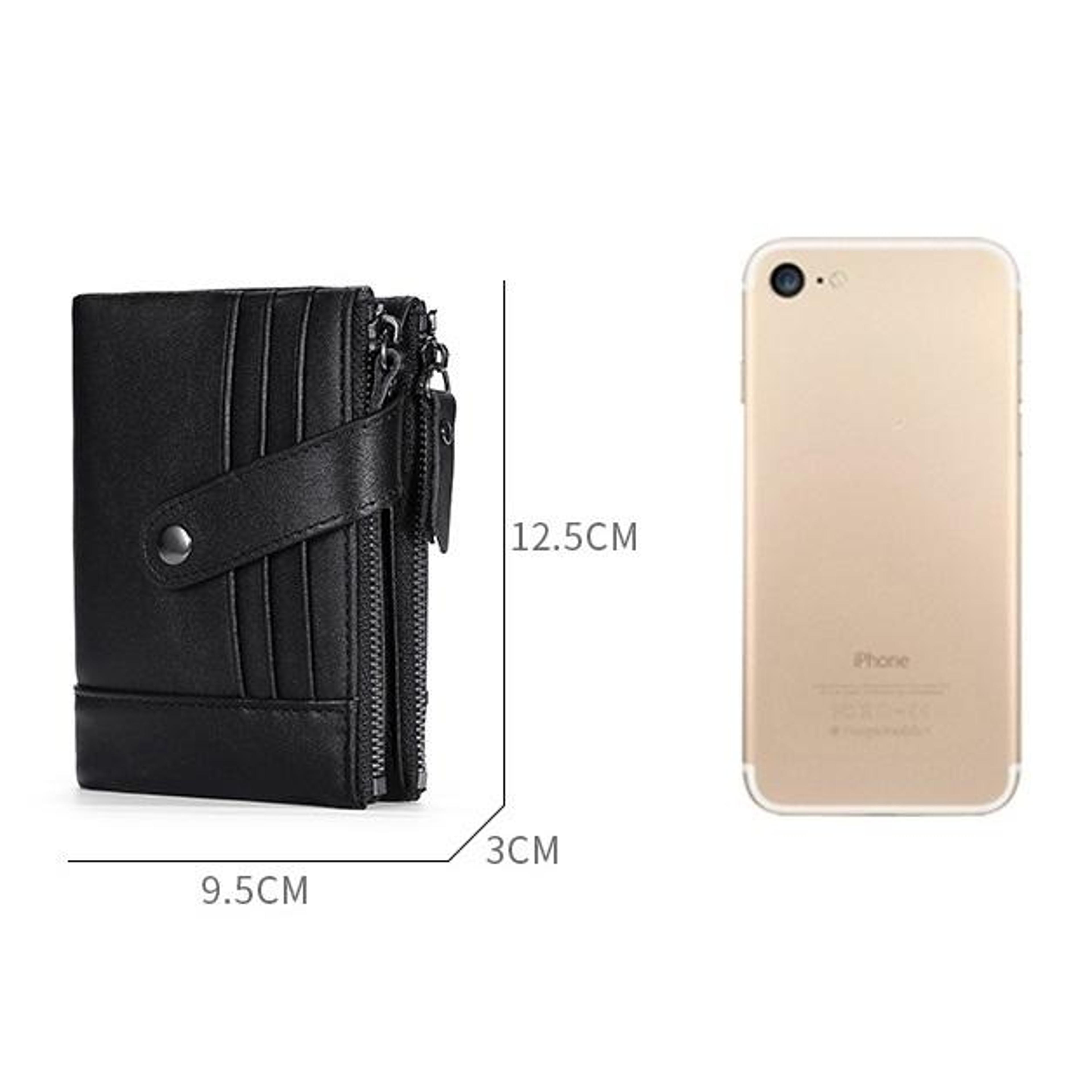 Retro Cowhide Leather Wallet With Dual Zippers And Multiple Card Slots 9
