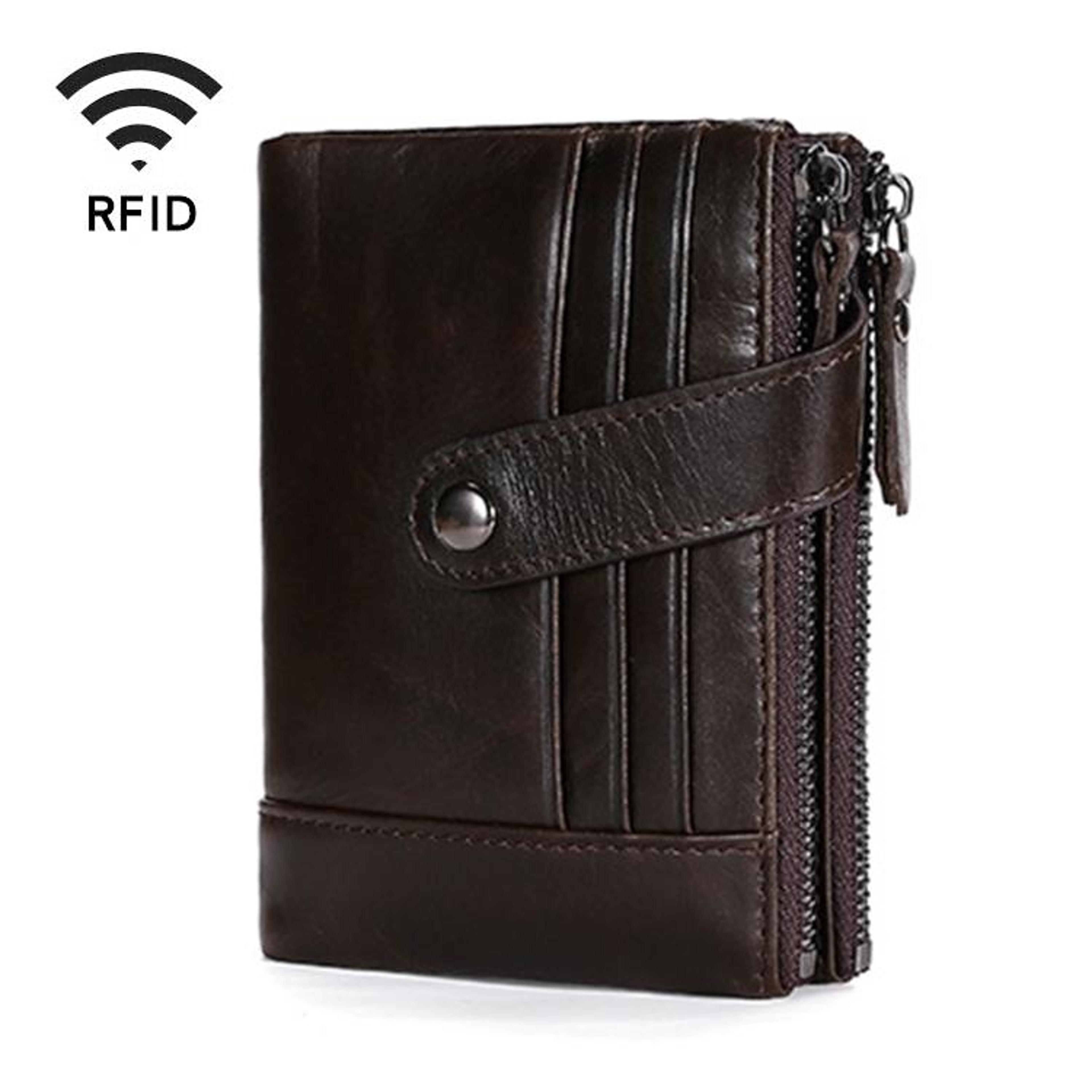 Retro Cowhide Leather Wallet With Dual Zippers And Multiple Card Slots 2