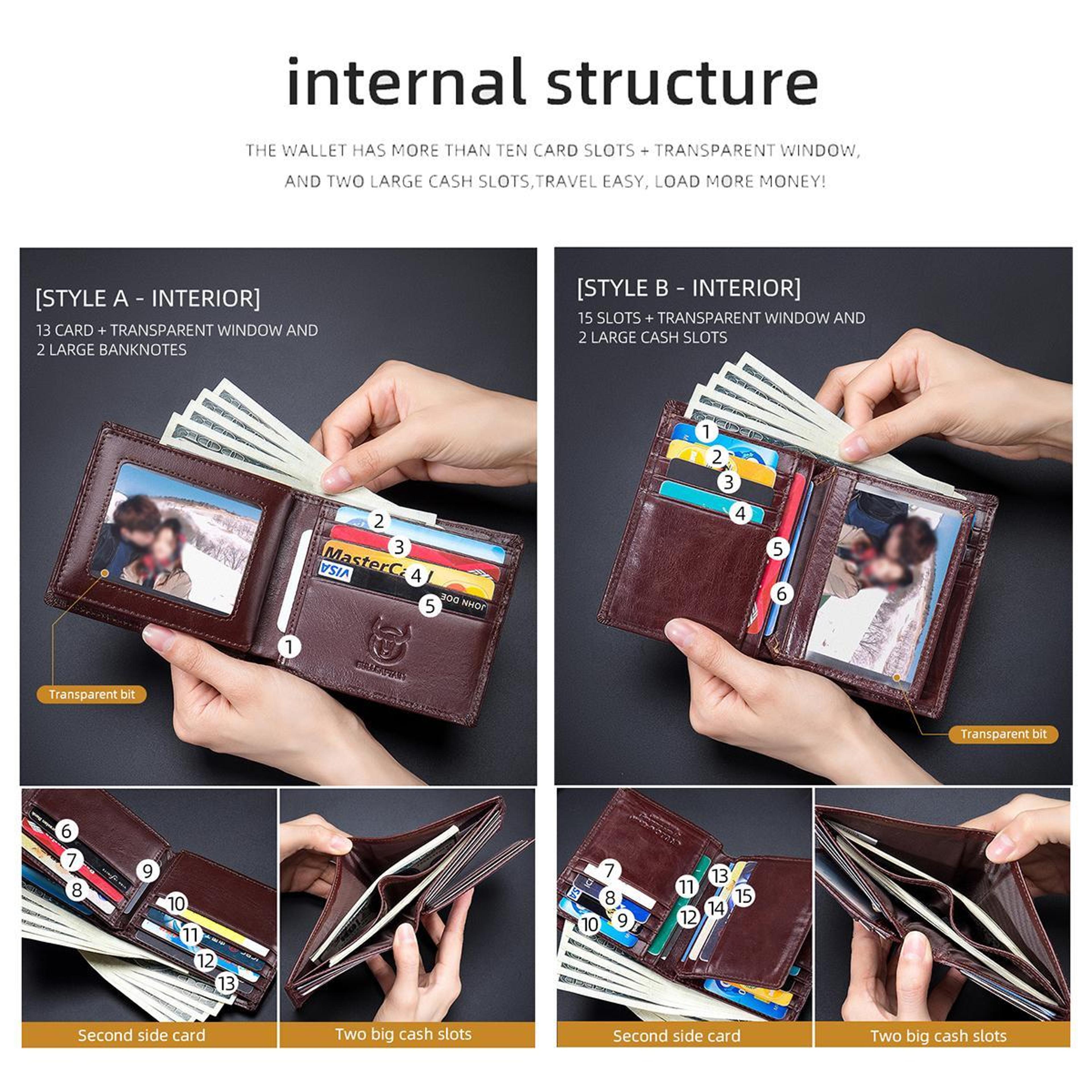 RFID Blocking Cowhide Leather Wallet With Multiple Card Slots 4