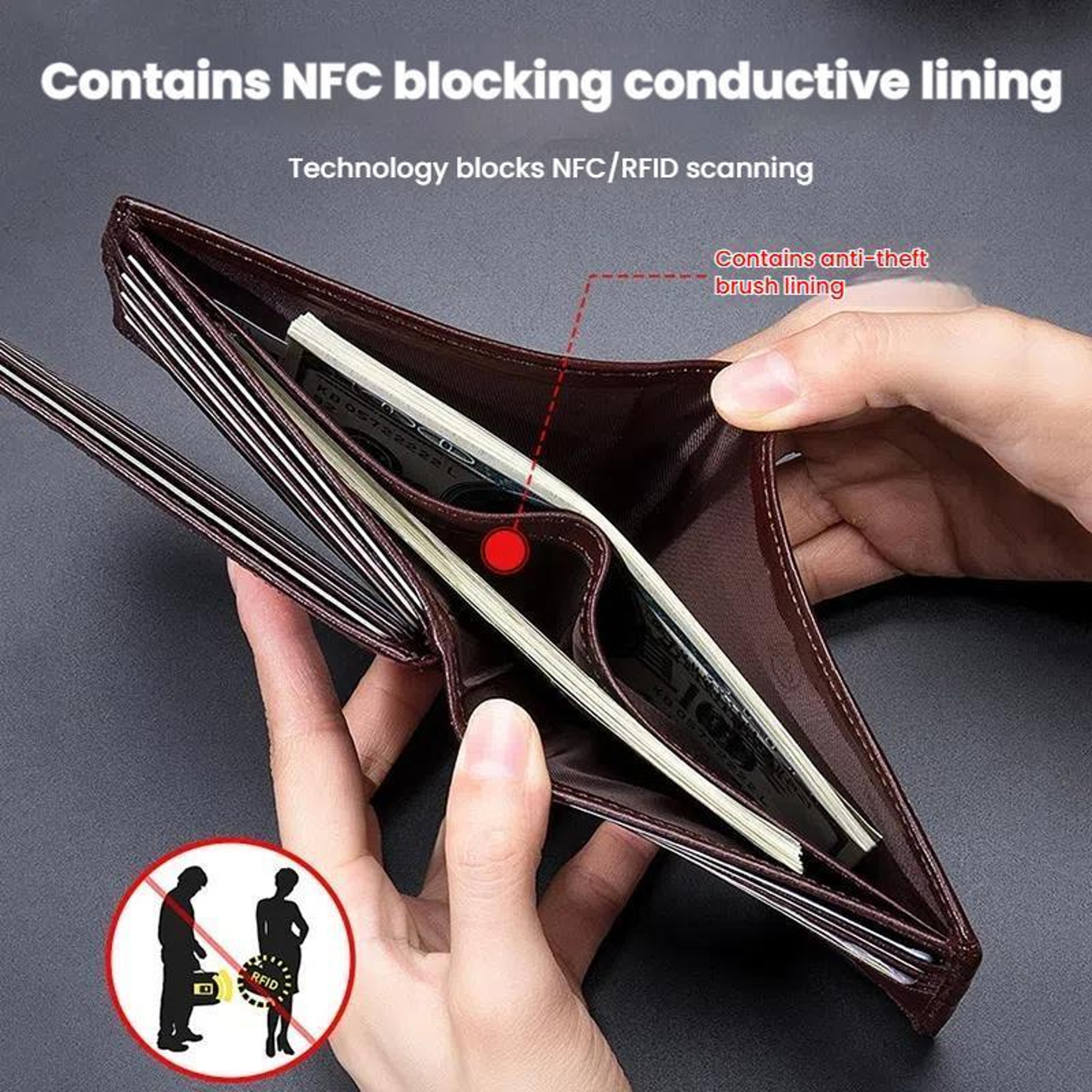 RFID Blocking Cowhide Leather Wallet With Multiple Card Slots 6