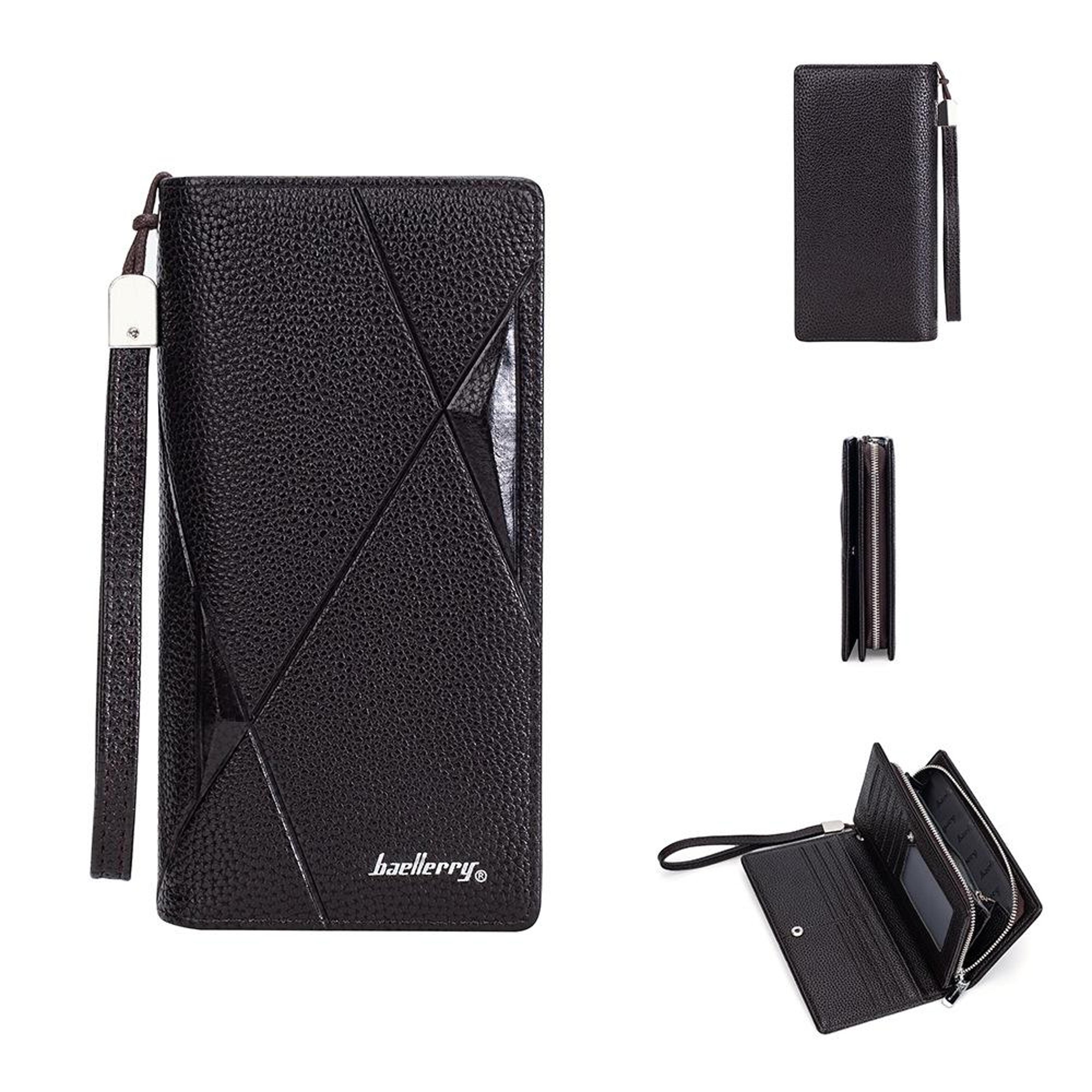 womens long pu leather zipper wallet with 11 card slots and lychee texture