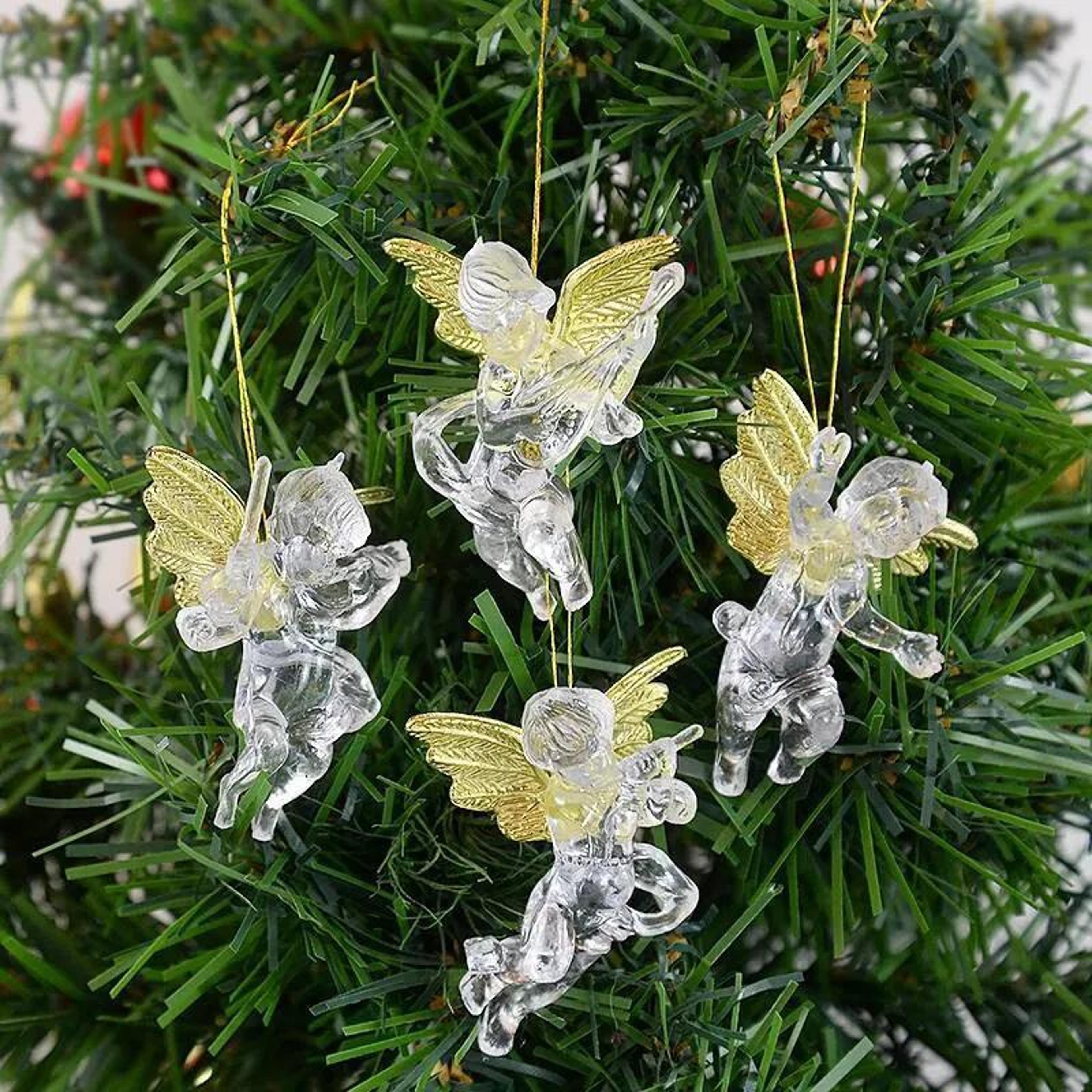4 pack clear acrylic christmas angel hanging ornaments