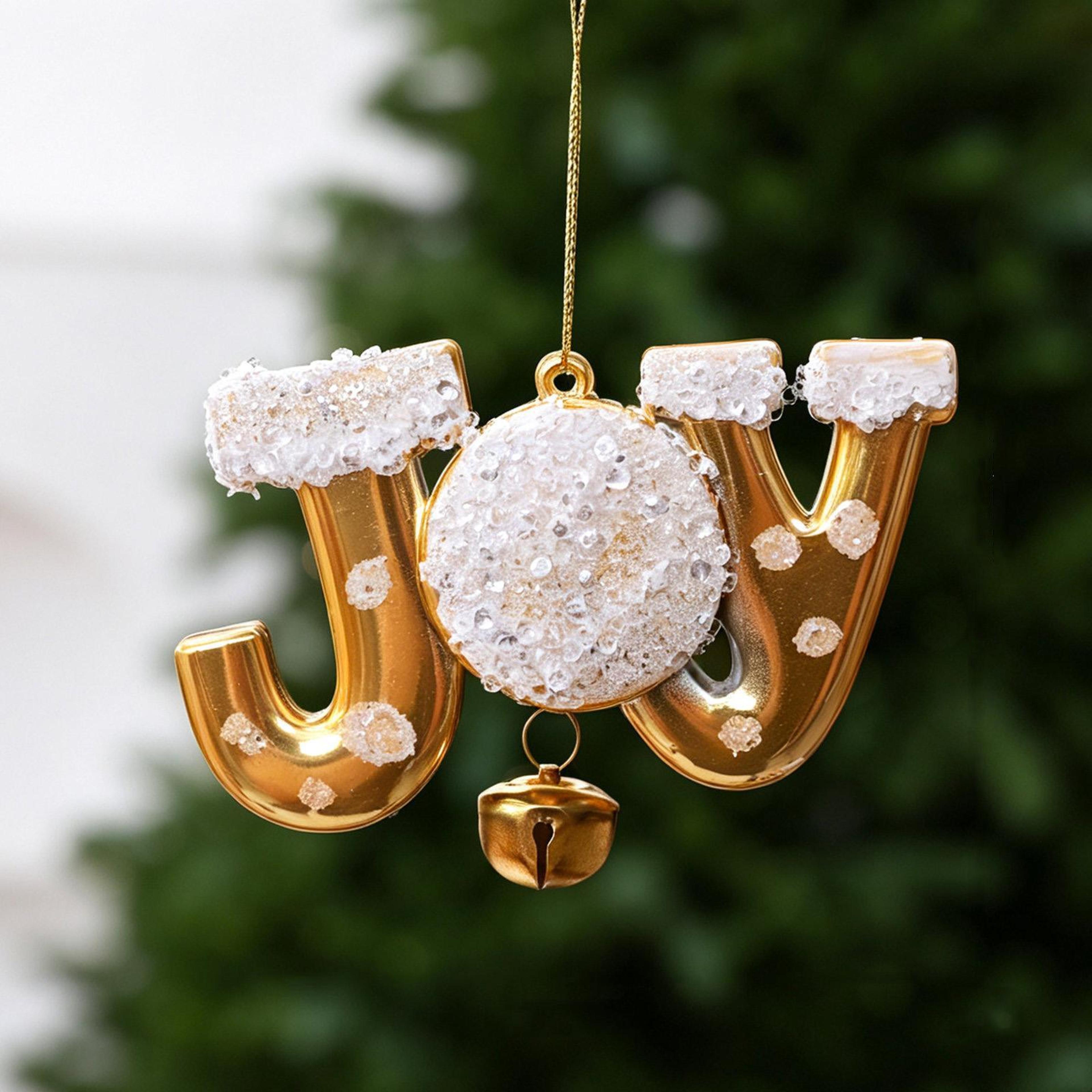 christmas tree ornaments with glitter accents and hanging bells