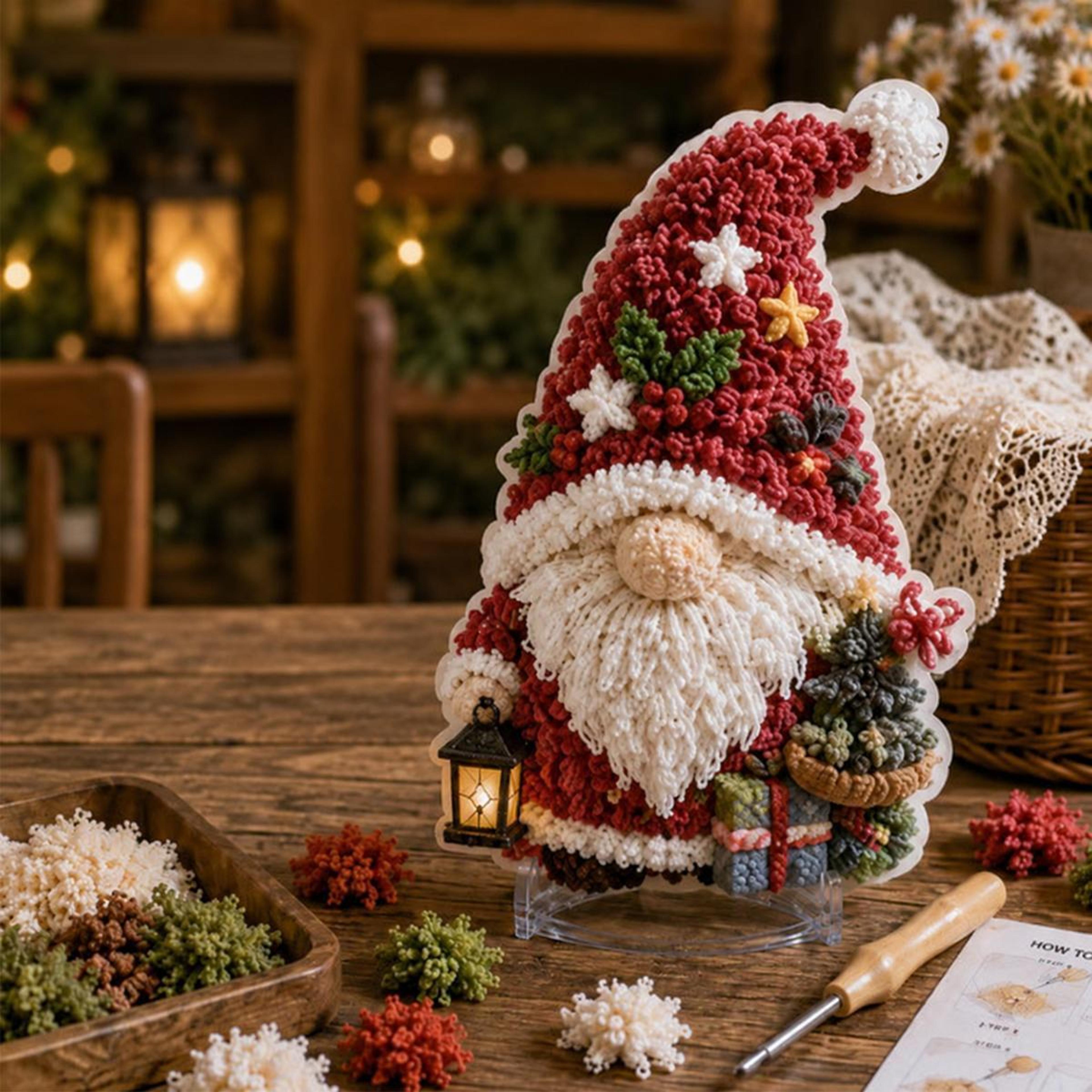 gnome 3d fabric poke art kit for diy seasonal crafts and home decor
