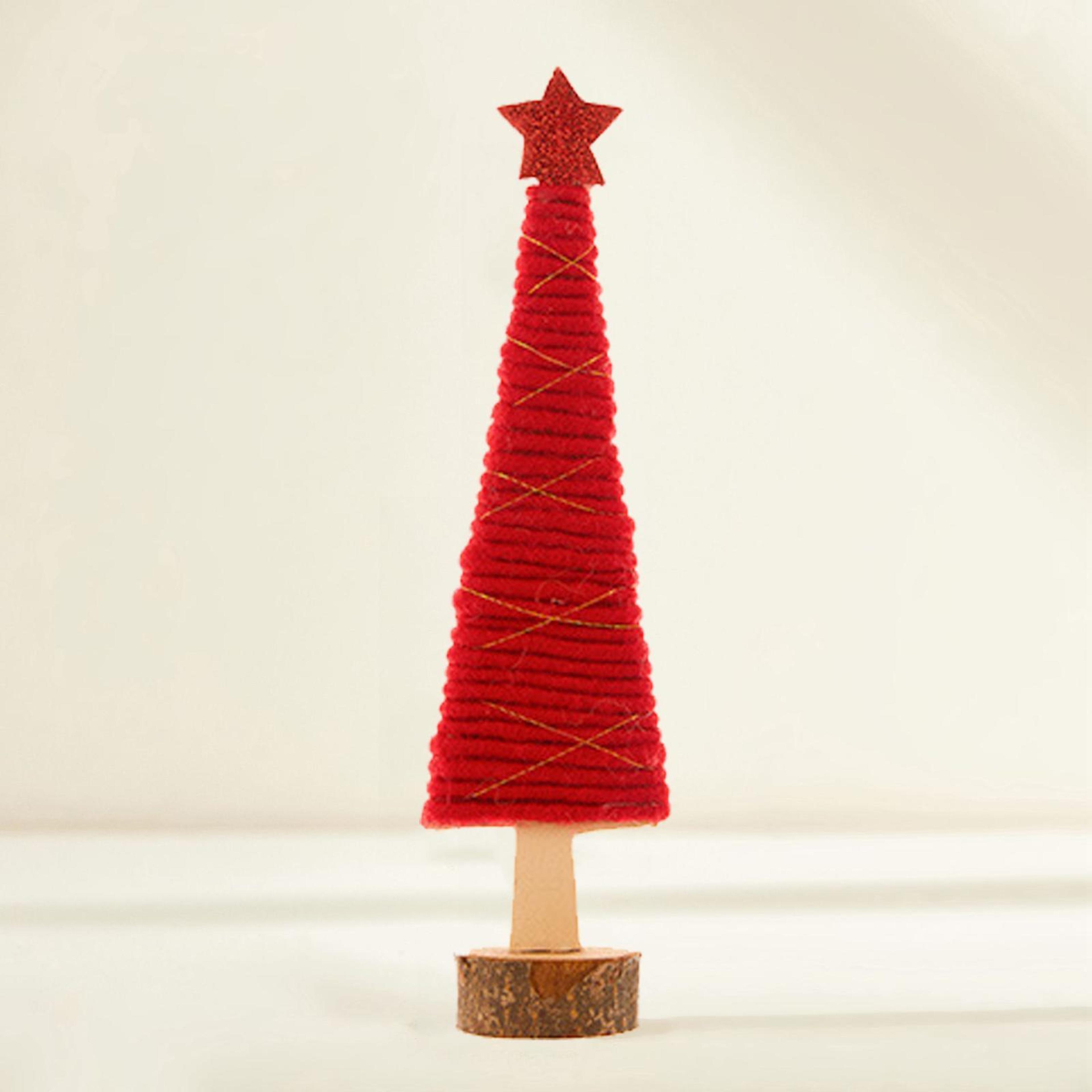 mini red christmas tree felt desktop ornament for holiday decorations