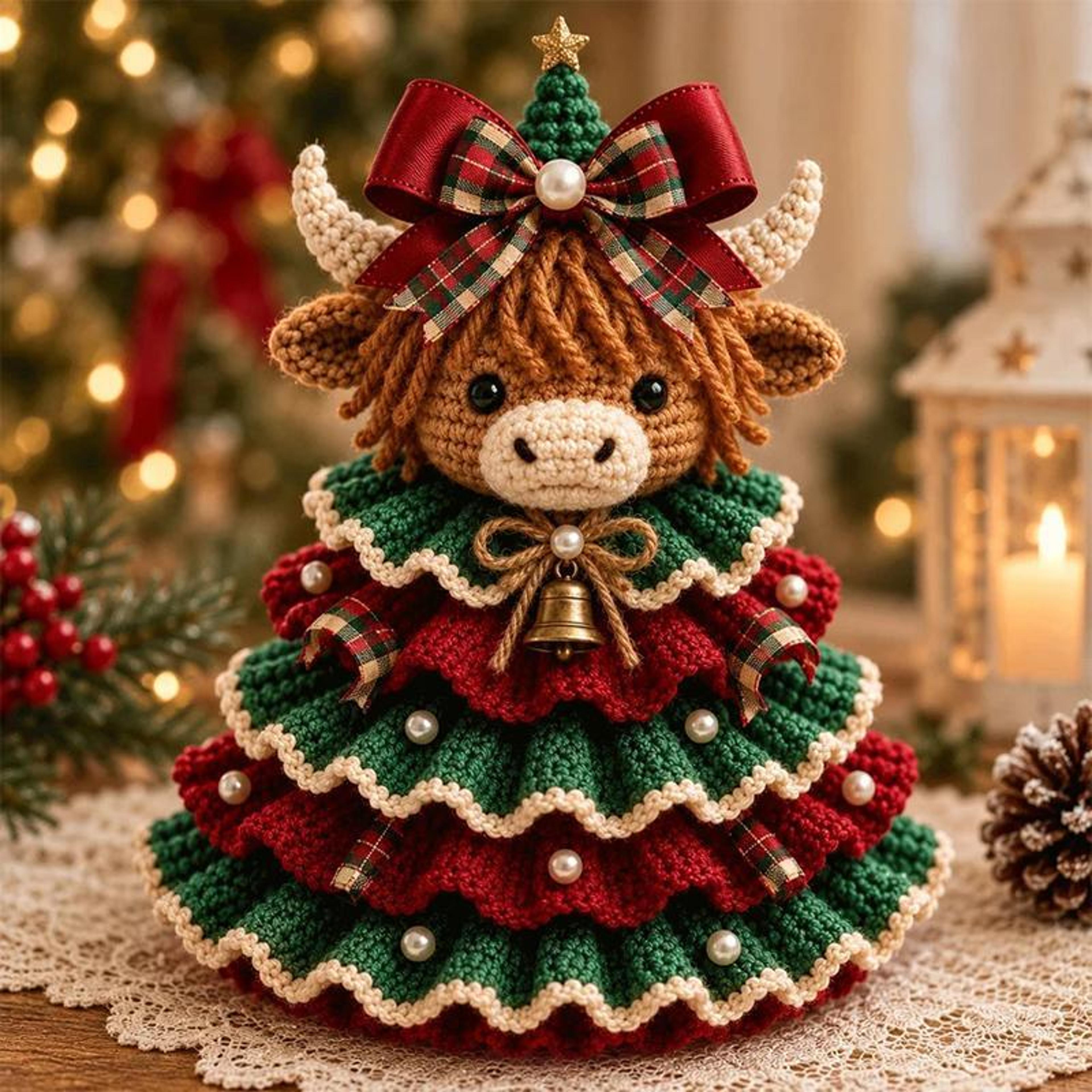 diy crochet christmas tree kit with cotton yarn and beads for beginners