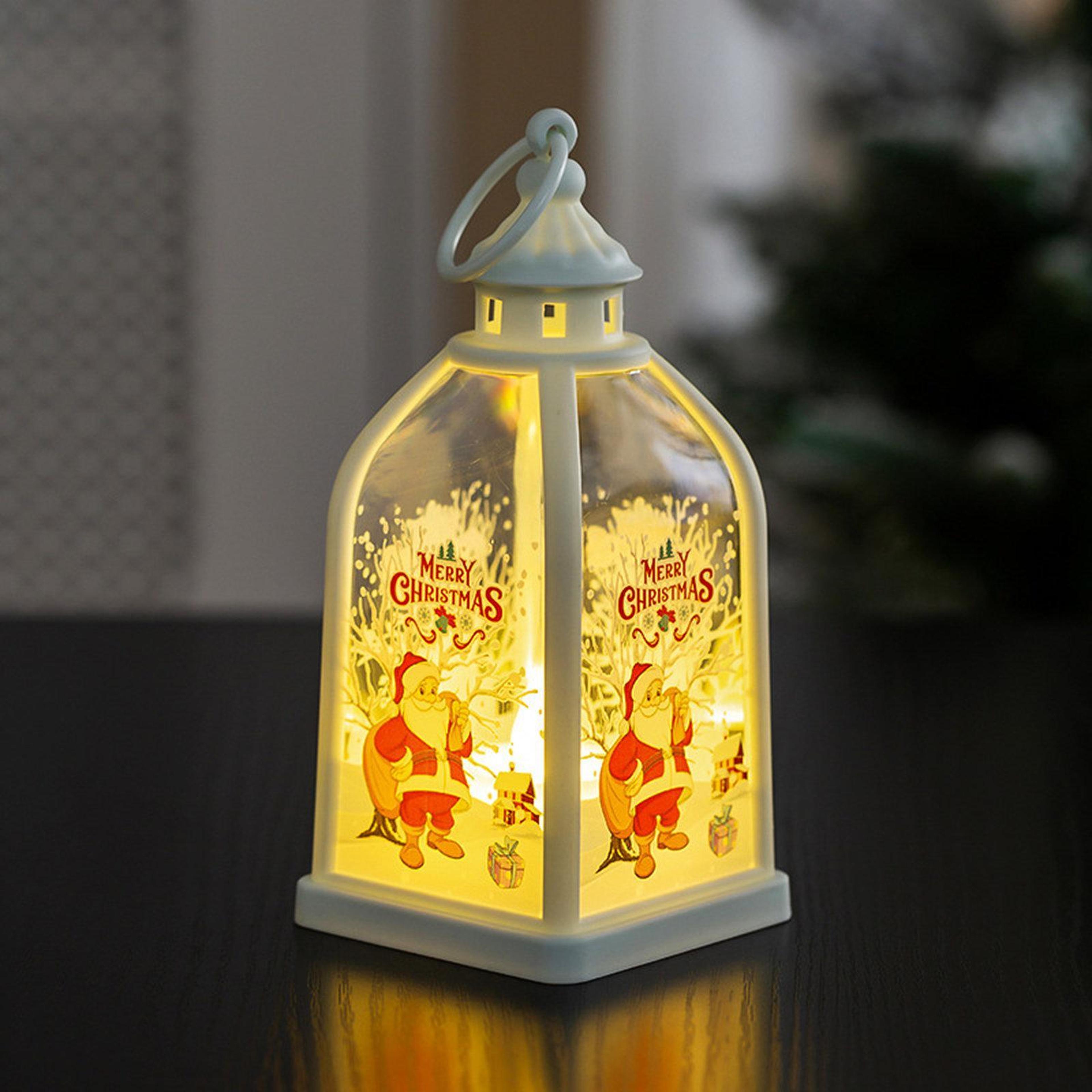 portable christmas lantern night light with warm led glow