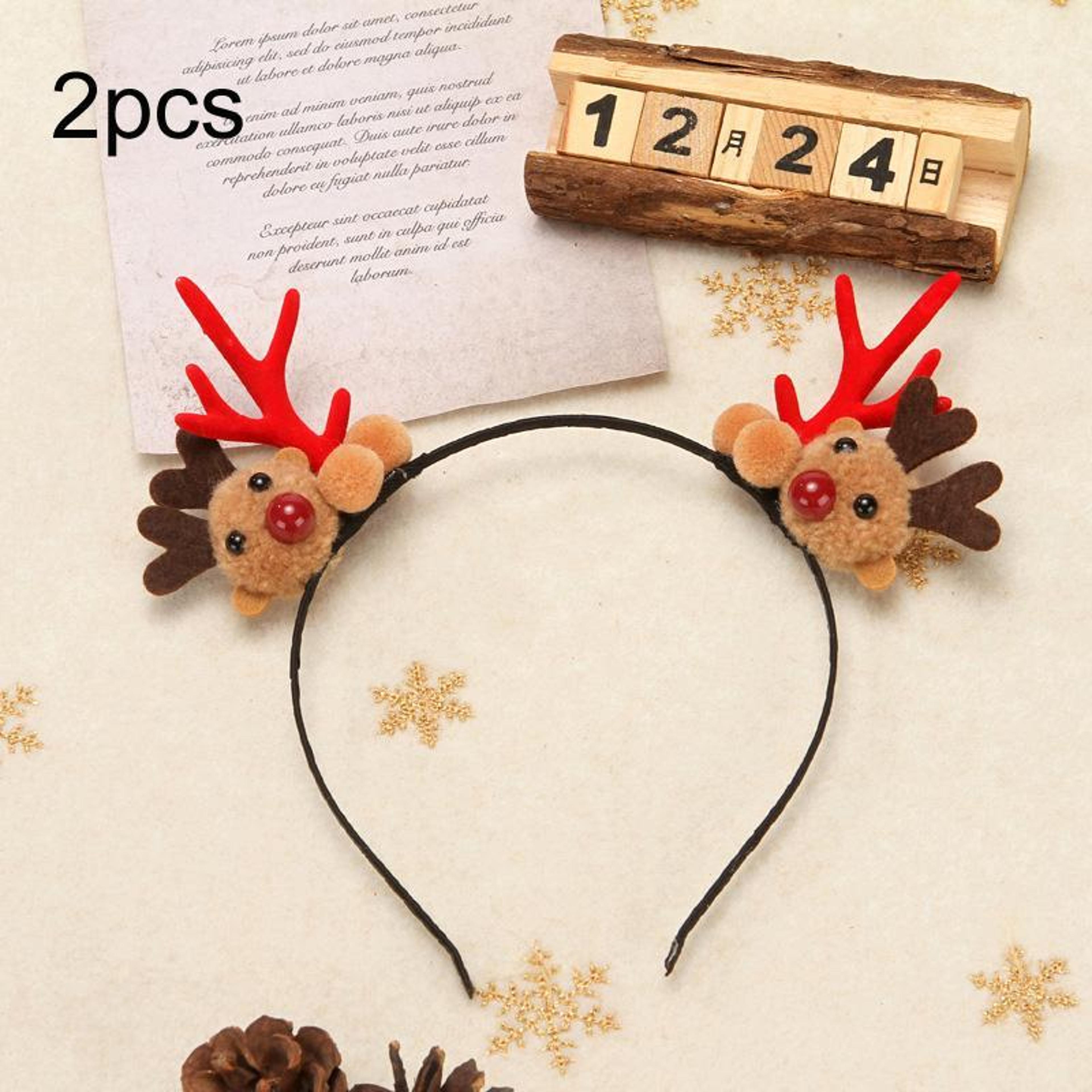 christmas reindeer hair accessories set with plush hairband and clip