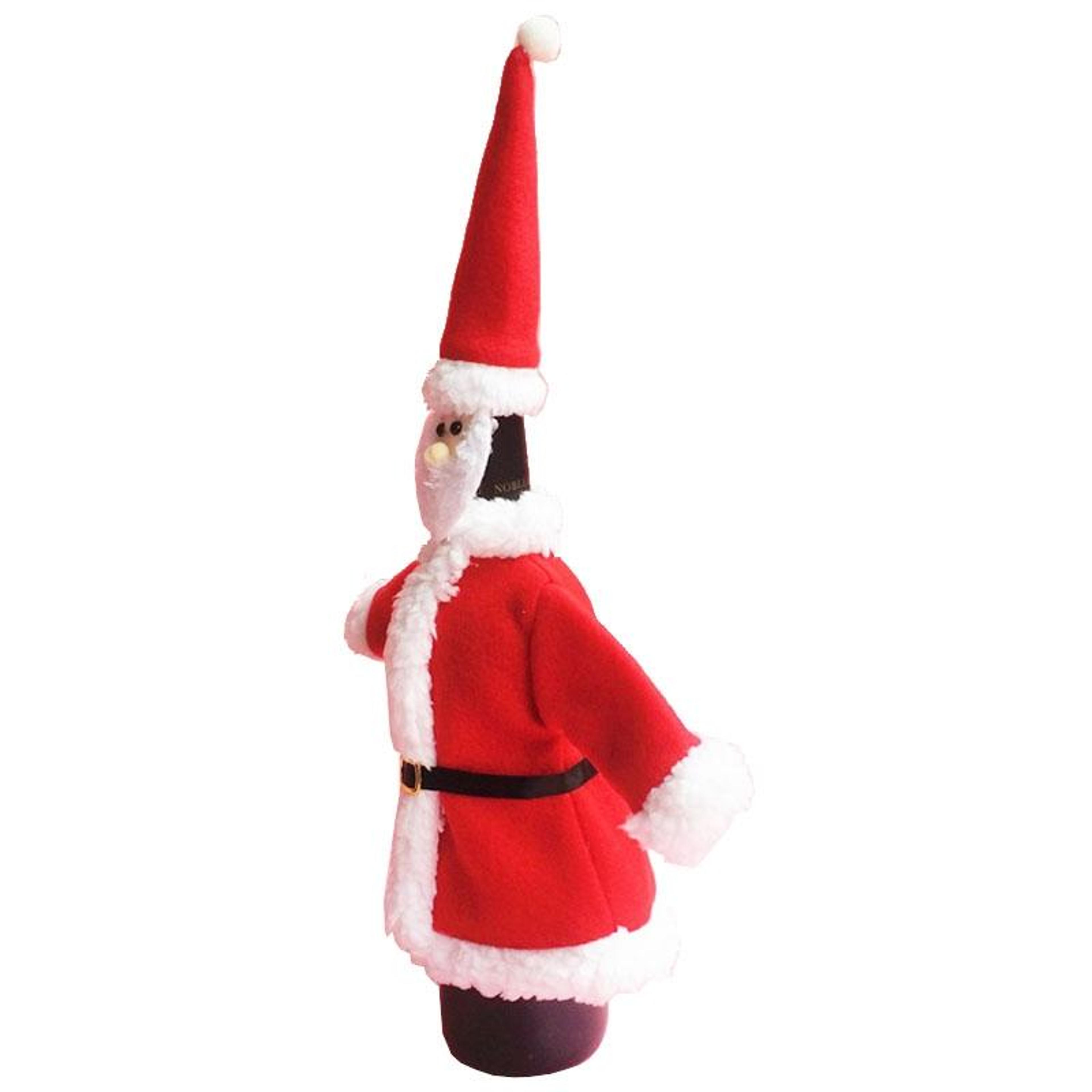 Christmas Santa Wine Bottle Cover Set With Plush Flannel Hat And Jacket 3