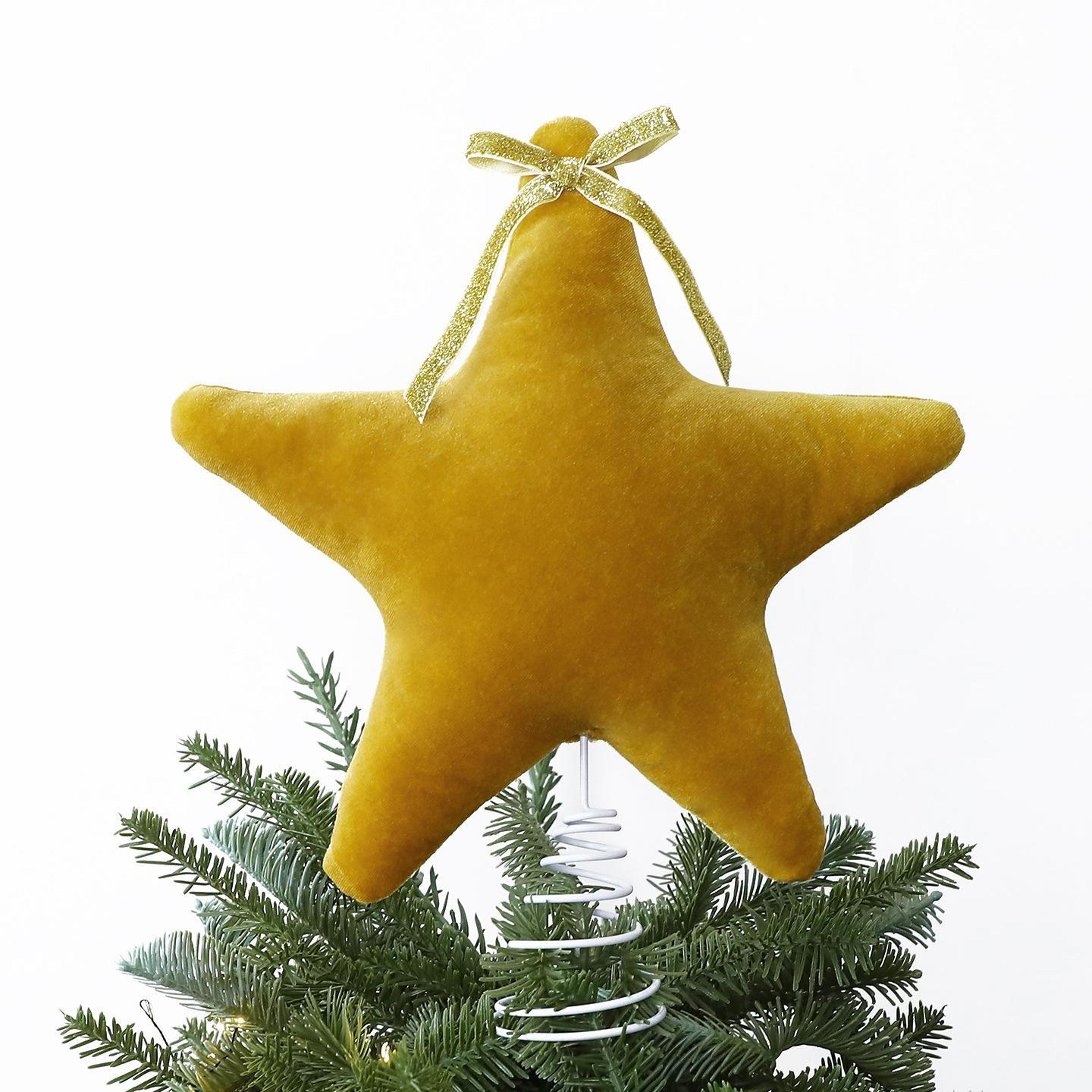 11 inch plush velvet christmas tree star topper with bow