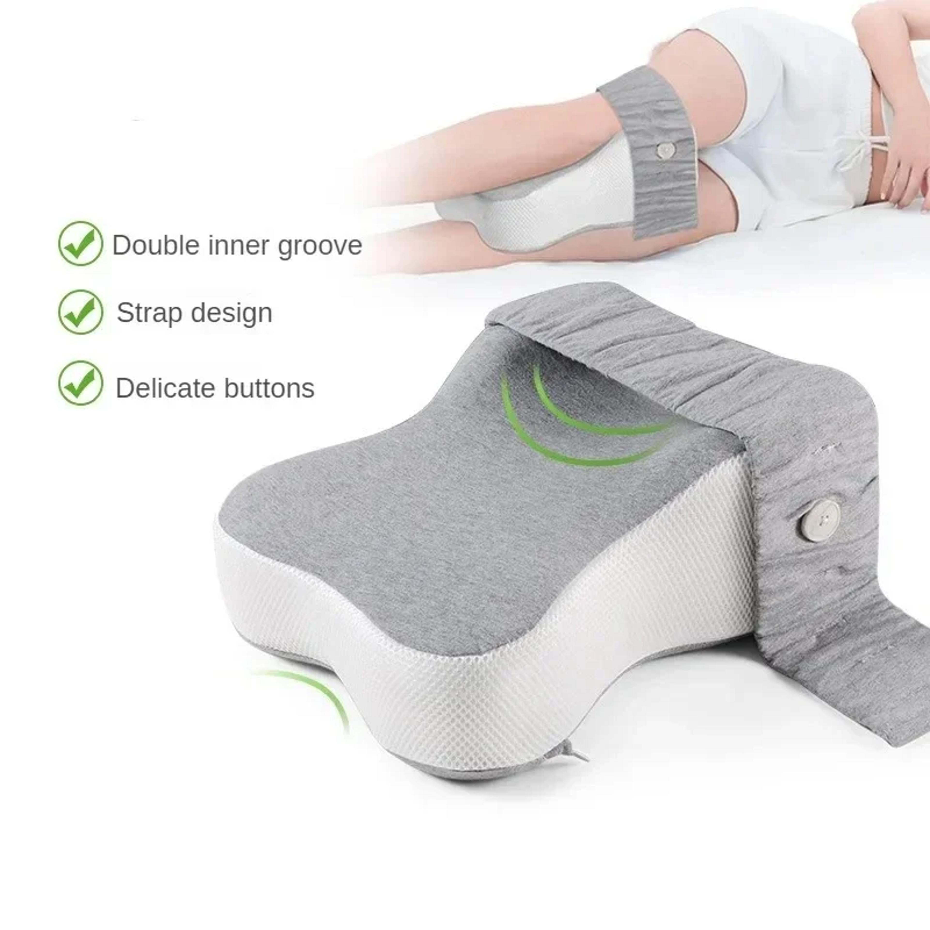 orthopedic memory foam knee pillow for side sleepers with adjustable strap