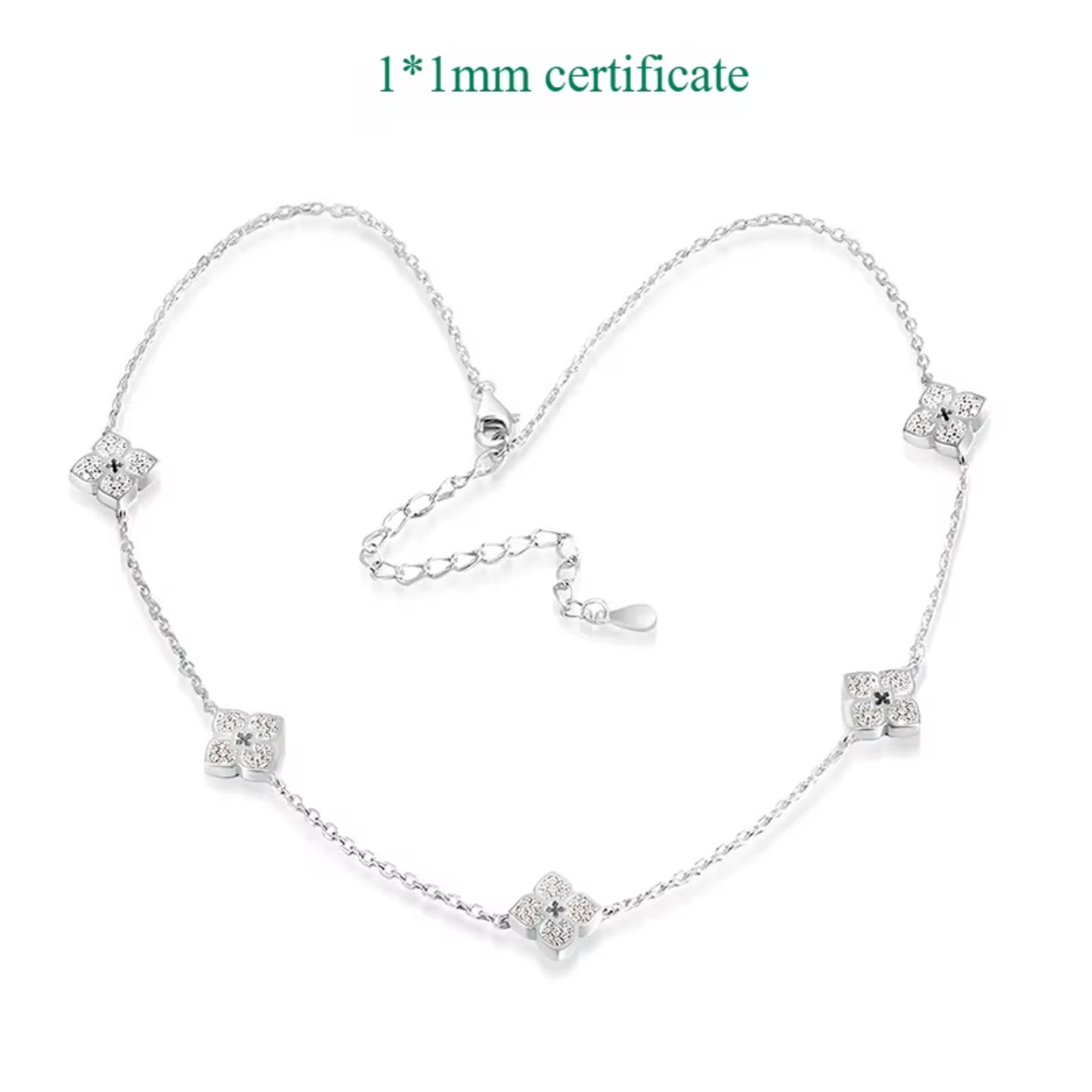 gold plated flower moissanite choker necklace in sterling silver
