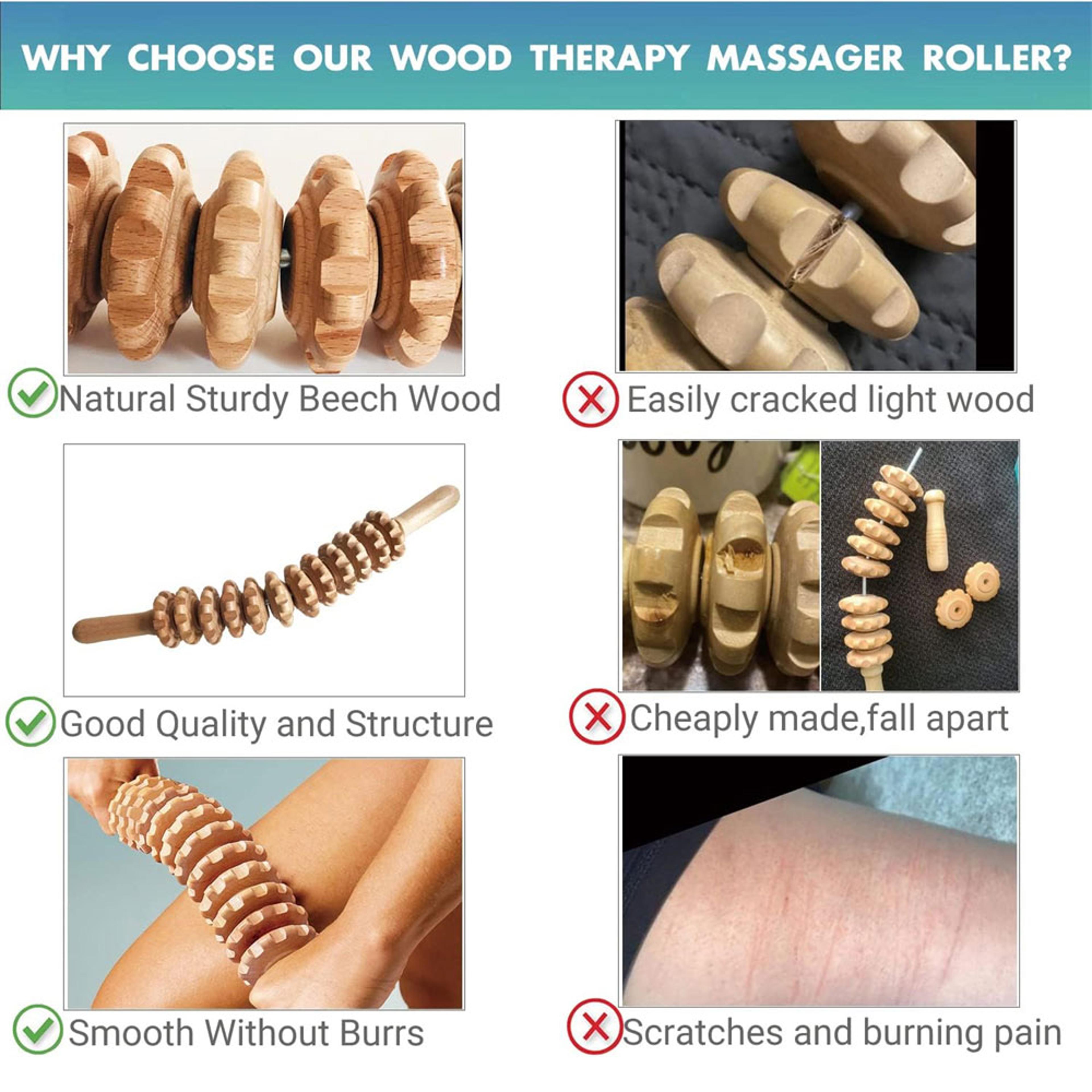 Natural Curved Wooden Massage Roller For Cellulite And Muscle Relief 4