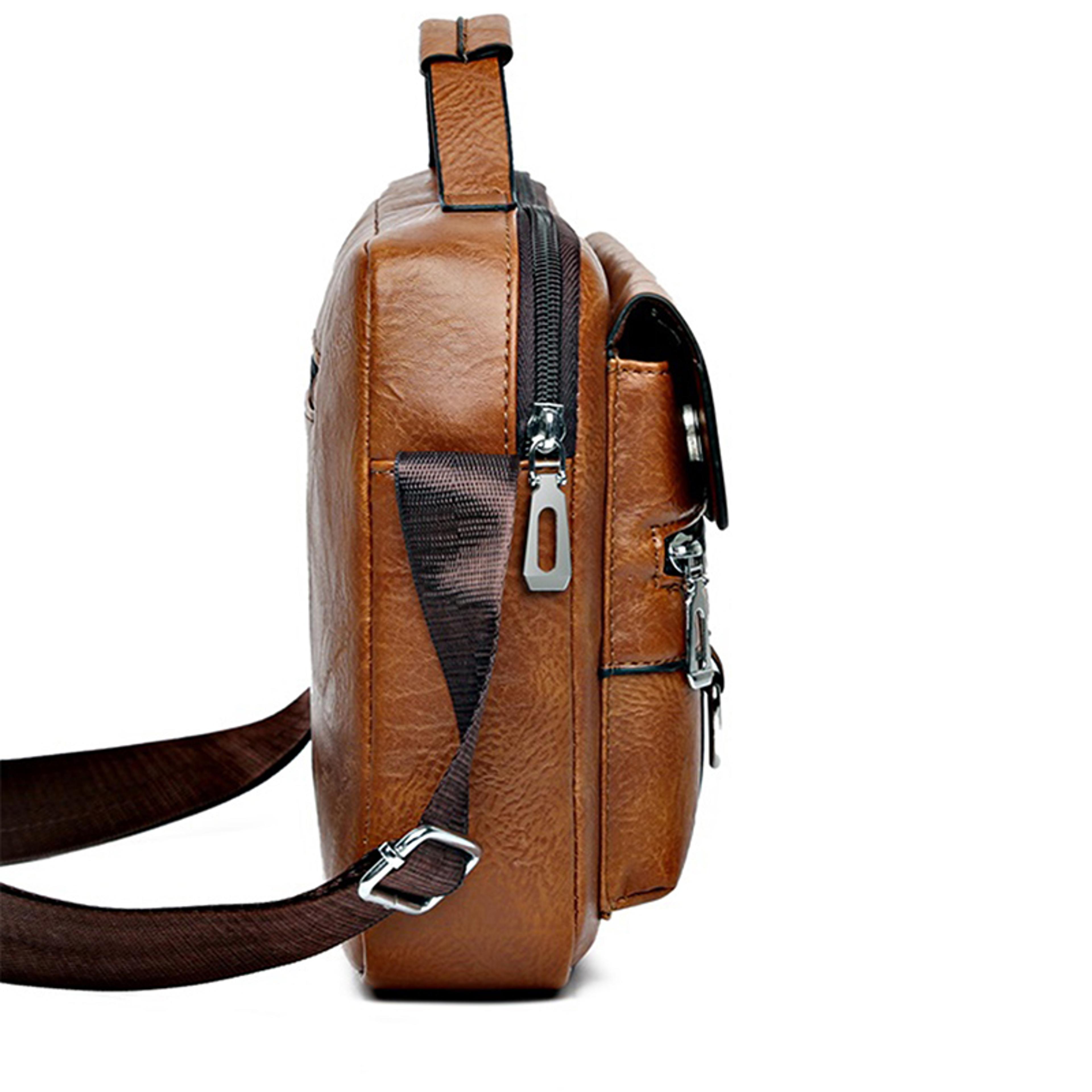 Retro Waterproof Messenger Bag For Men Large Capacity Laptop Briefcase 3