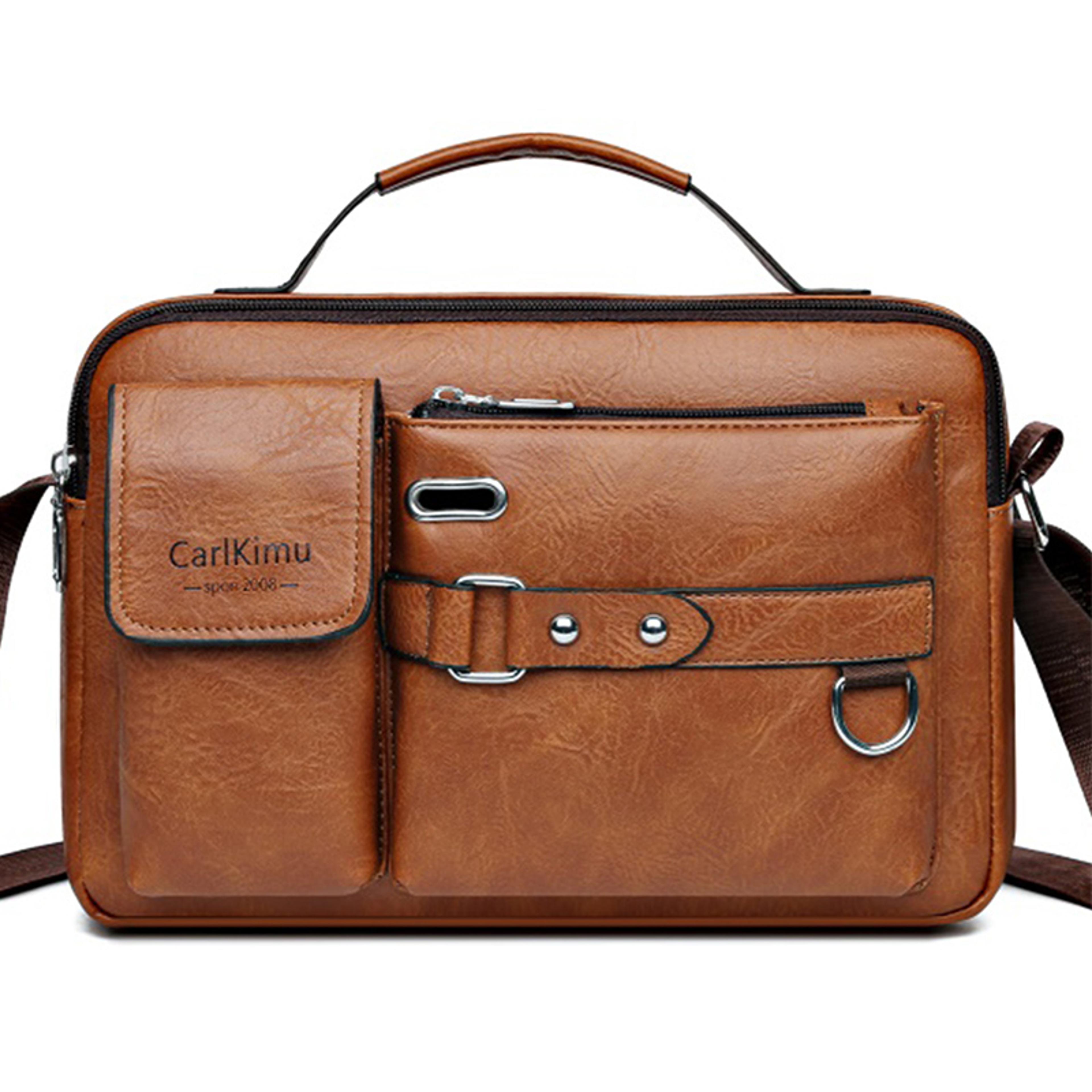 Retro Waterproof Messenger Bag For Men Large Capacity Laptop Briefcase 4