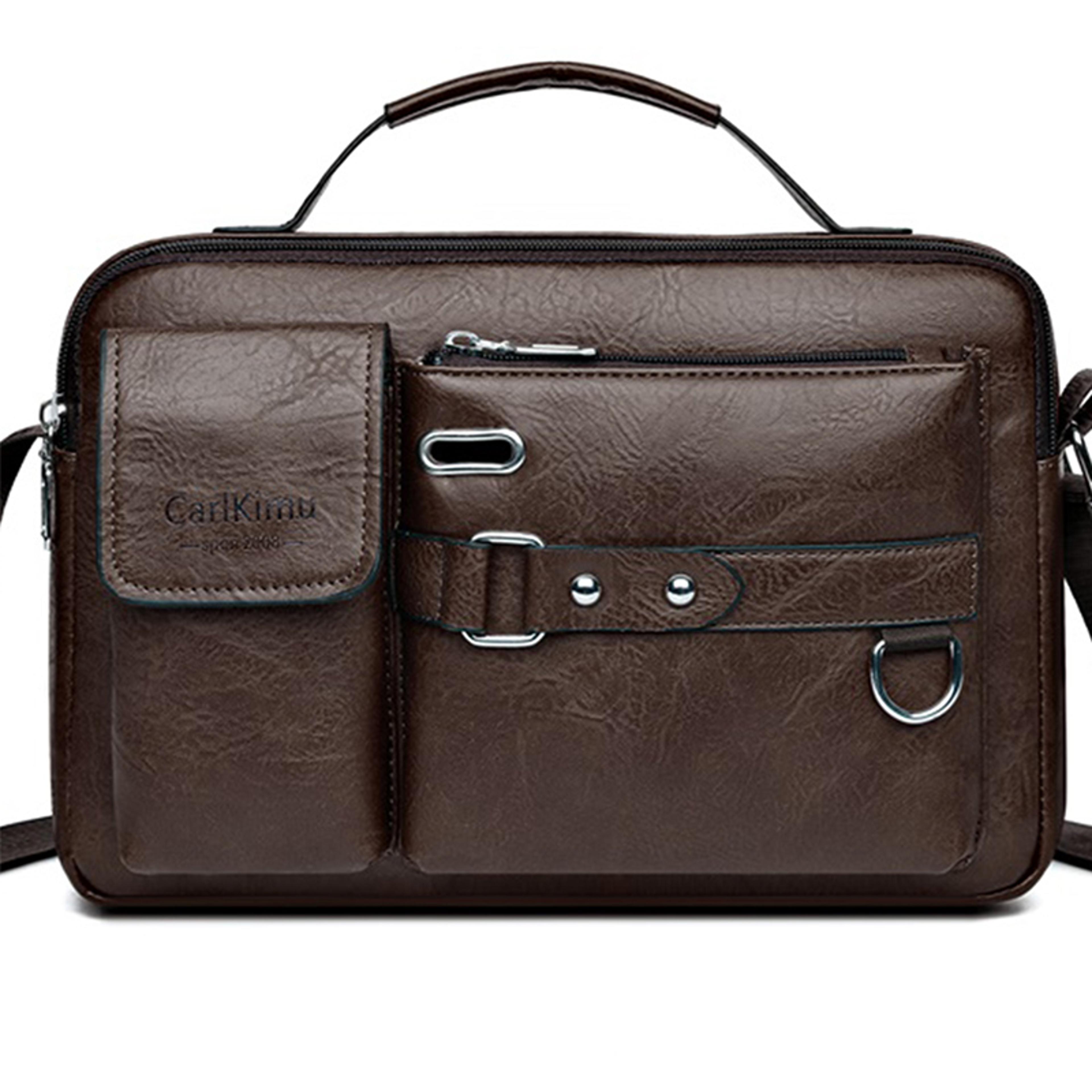 Retro Waterproof Messenger Bag For Men Large Capacity Laptop Briefcase 6
