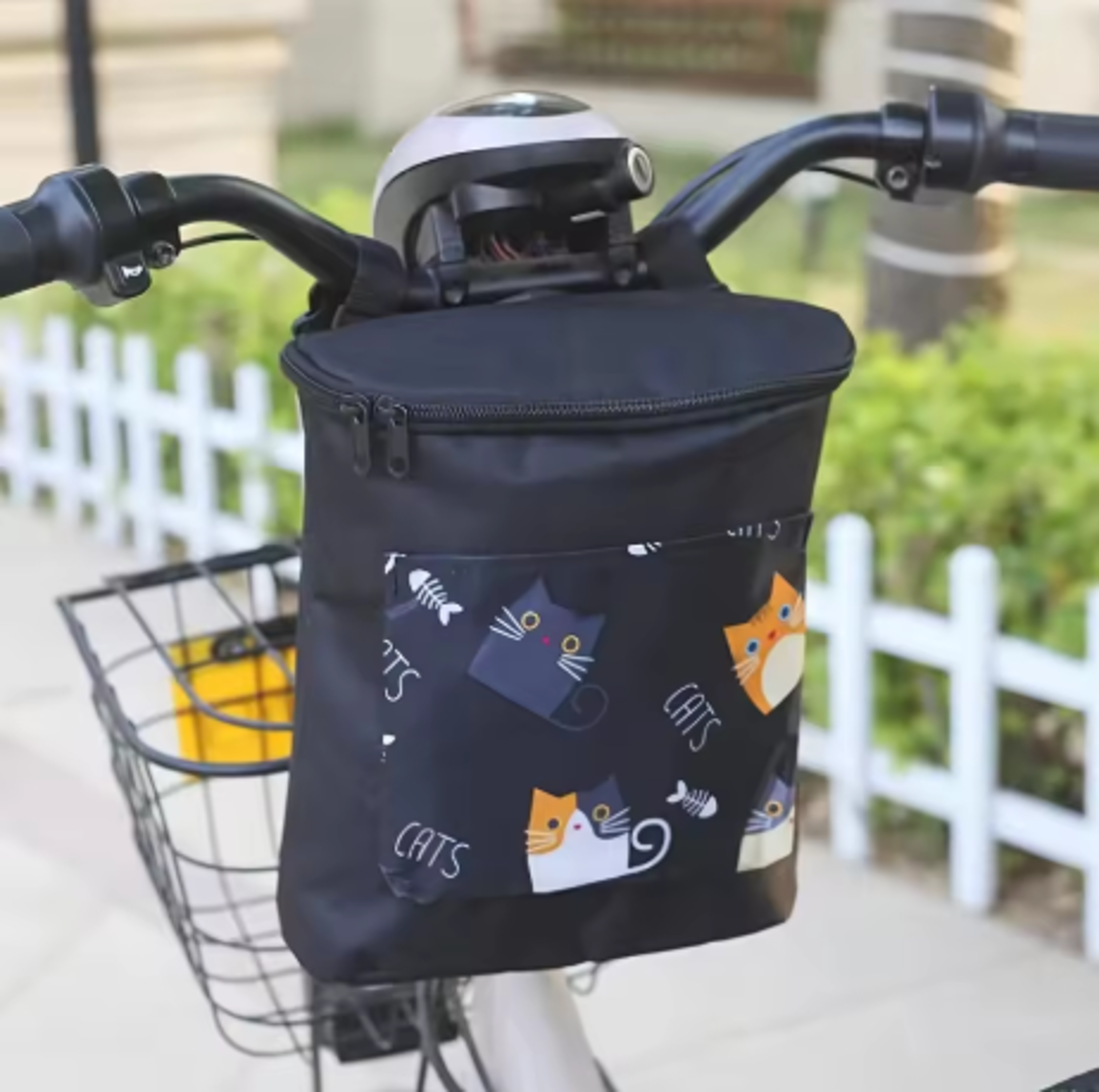 large capacity bicycle front bag with zipper oxford fabric storage pouch