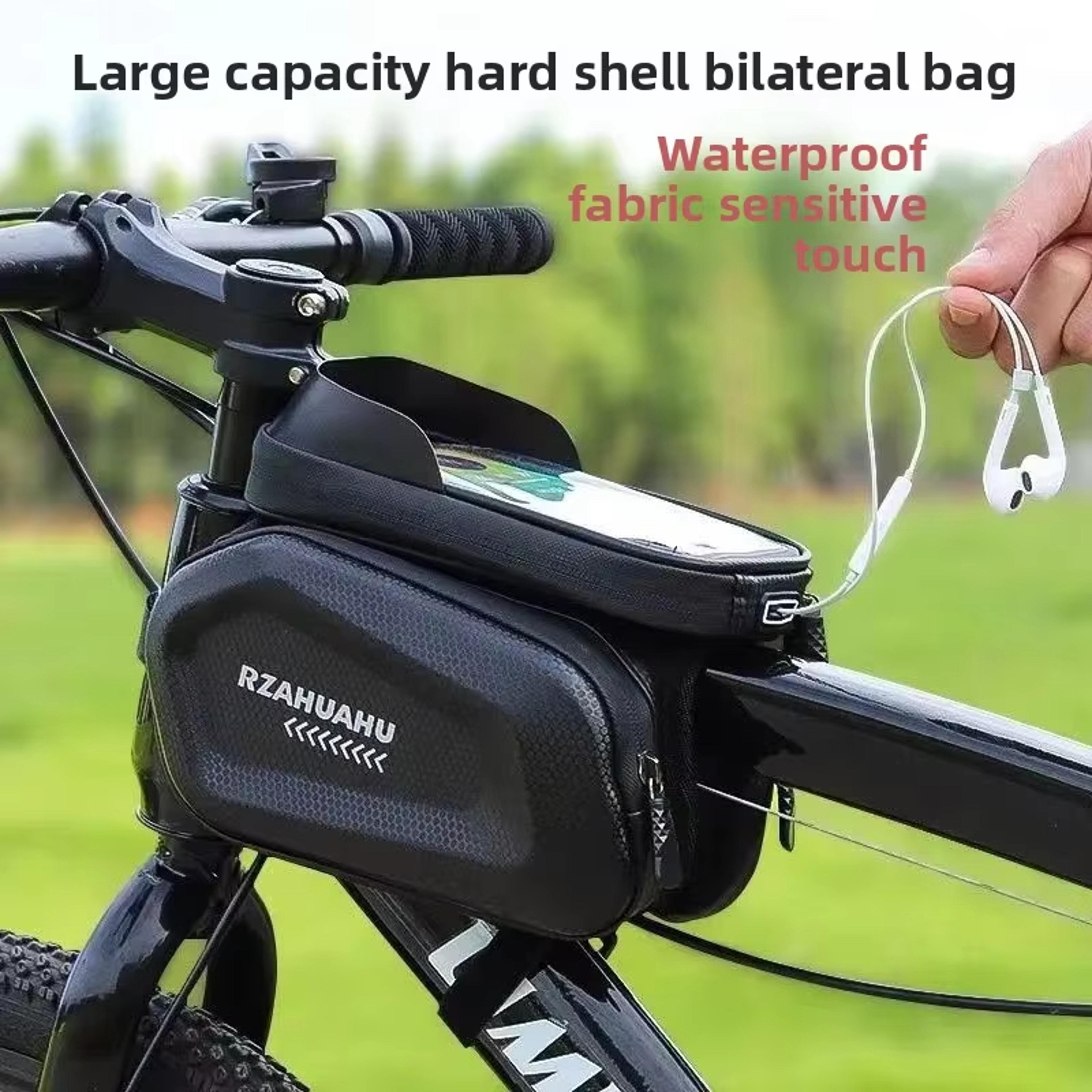 rainproof bike top tube bag with touchscreen phone holder