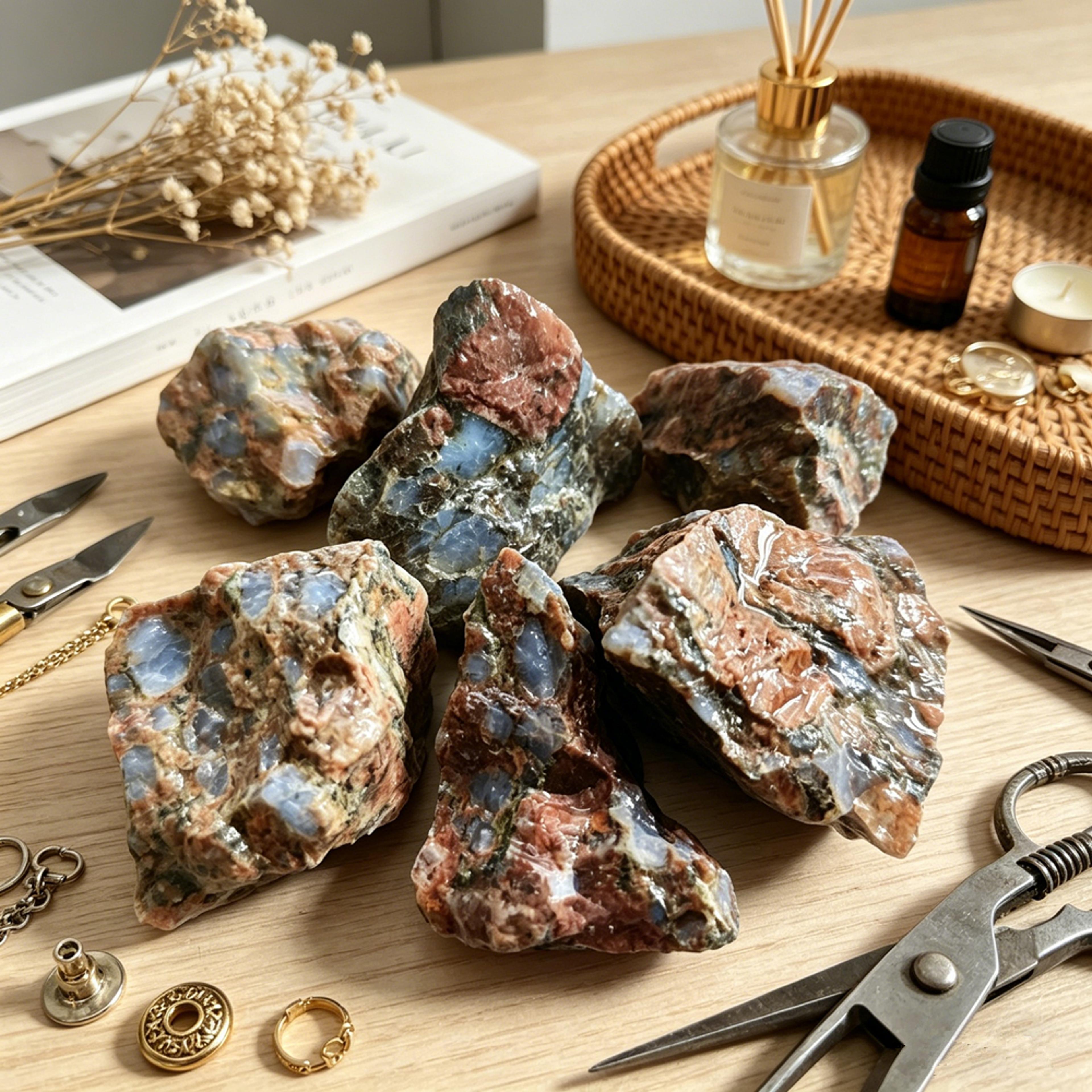 blue glaucophane natural stone specimen for meditation collection and home decor hundred gram
